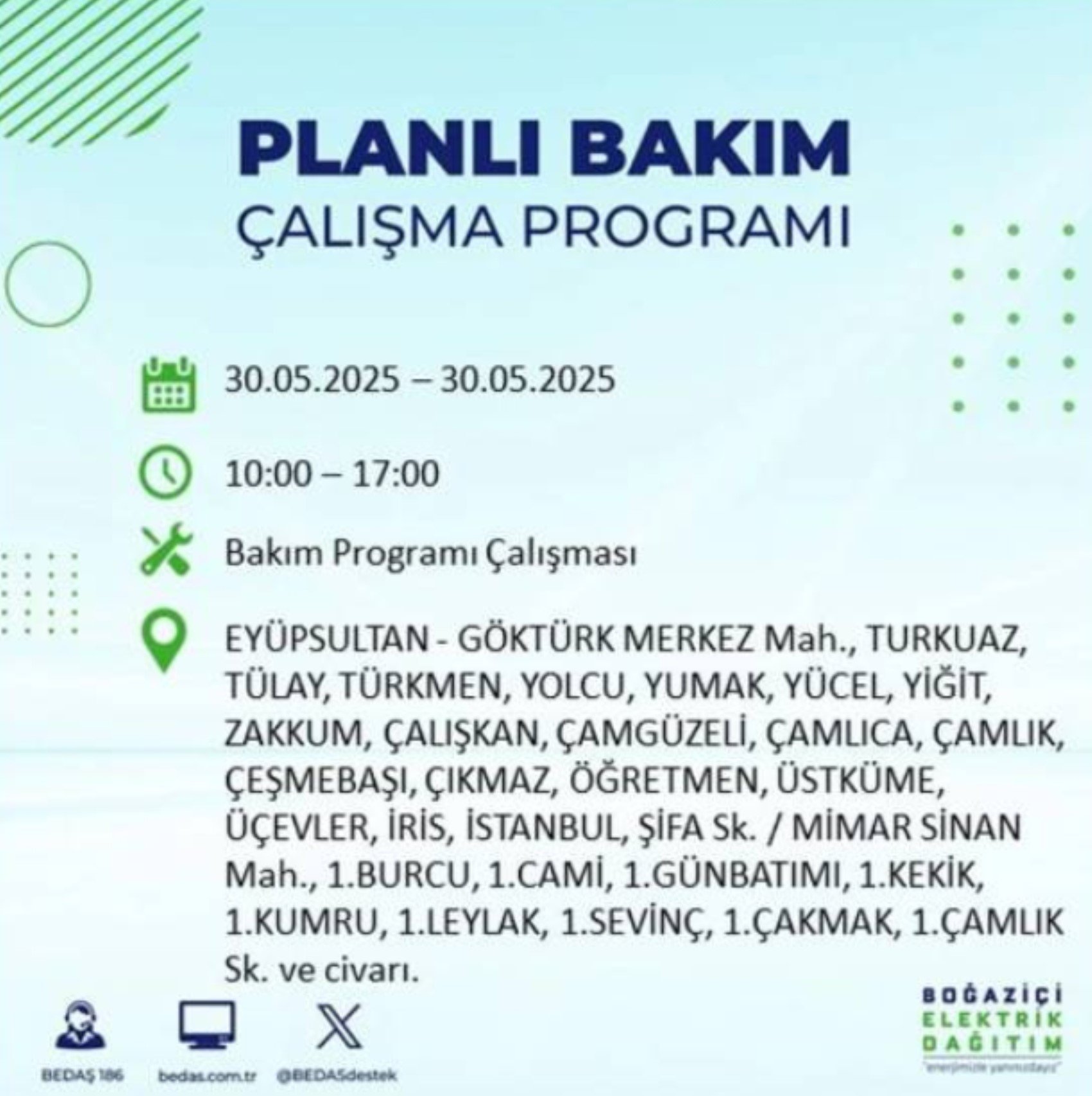 BEDAŞ paylaştı: İstanbul'da 30 Mayıs Cuma günü elektrik kesintisi yaşanacak ilçeler