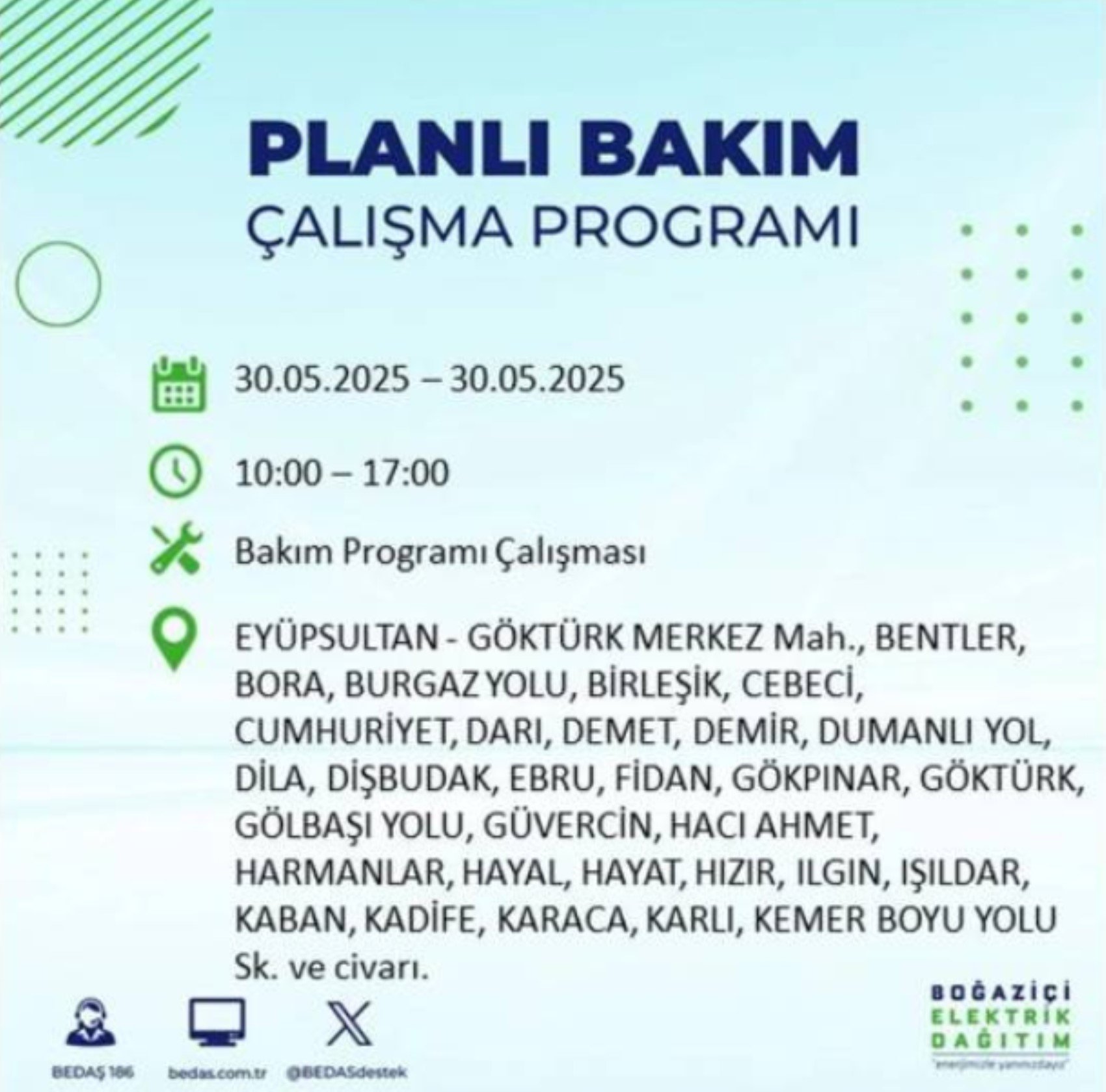 BEDAŞ paylaştı: İstanbul'da 30 Mayıs Cuma günü elektrik kesintisi yaşanacak ilçeler