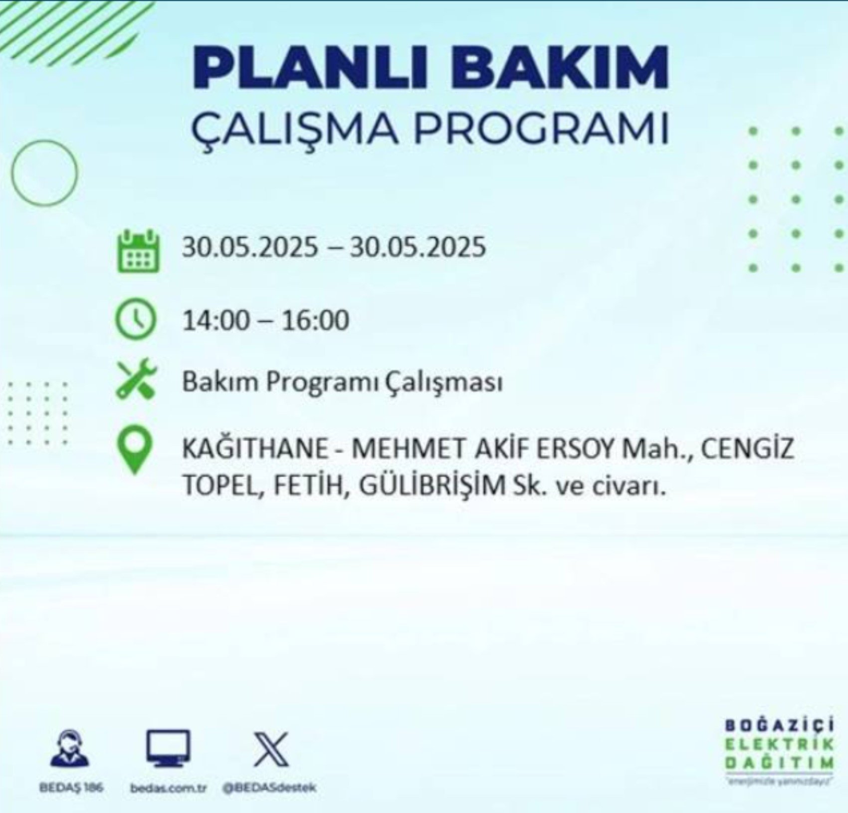 BEDAŞ paylaştı: İstanbul'da 30 Mayıs Cuma günü elektrik kesintisi yaşanacak ilçeler