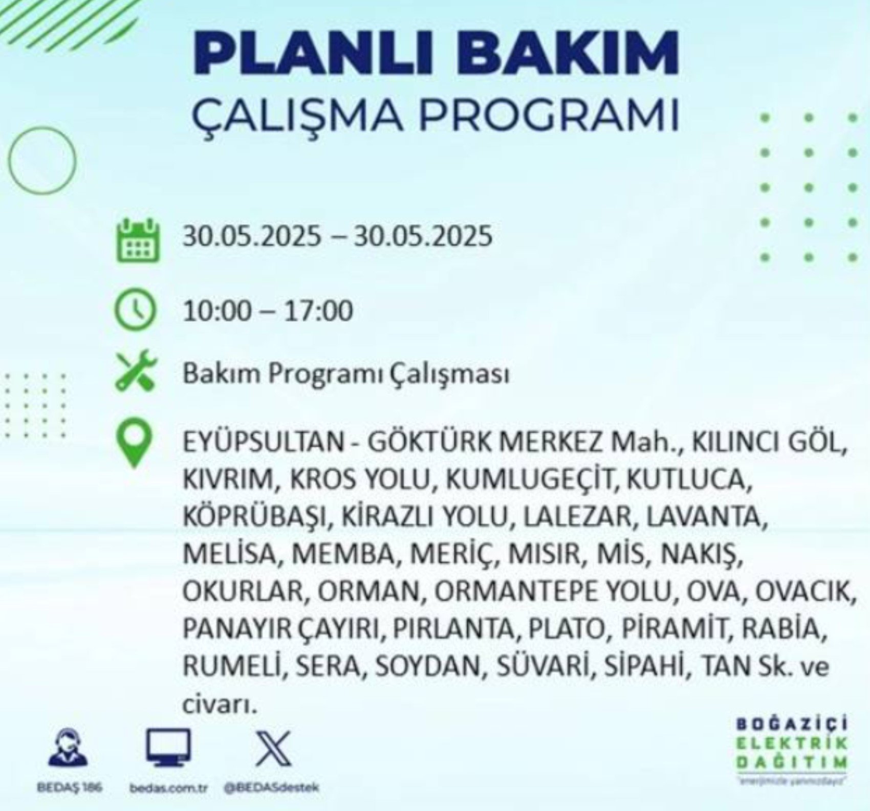 BEDAŞ paylaştı: İstanbul'da 30 Mayıs Cuma günü elektrik kesintisi yaşanacak ilçeler