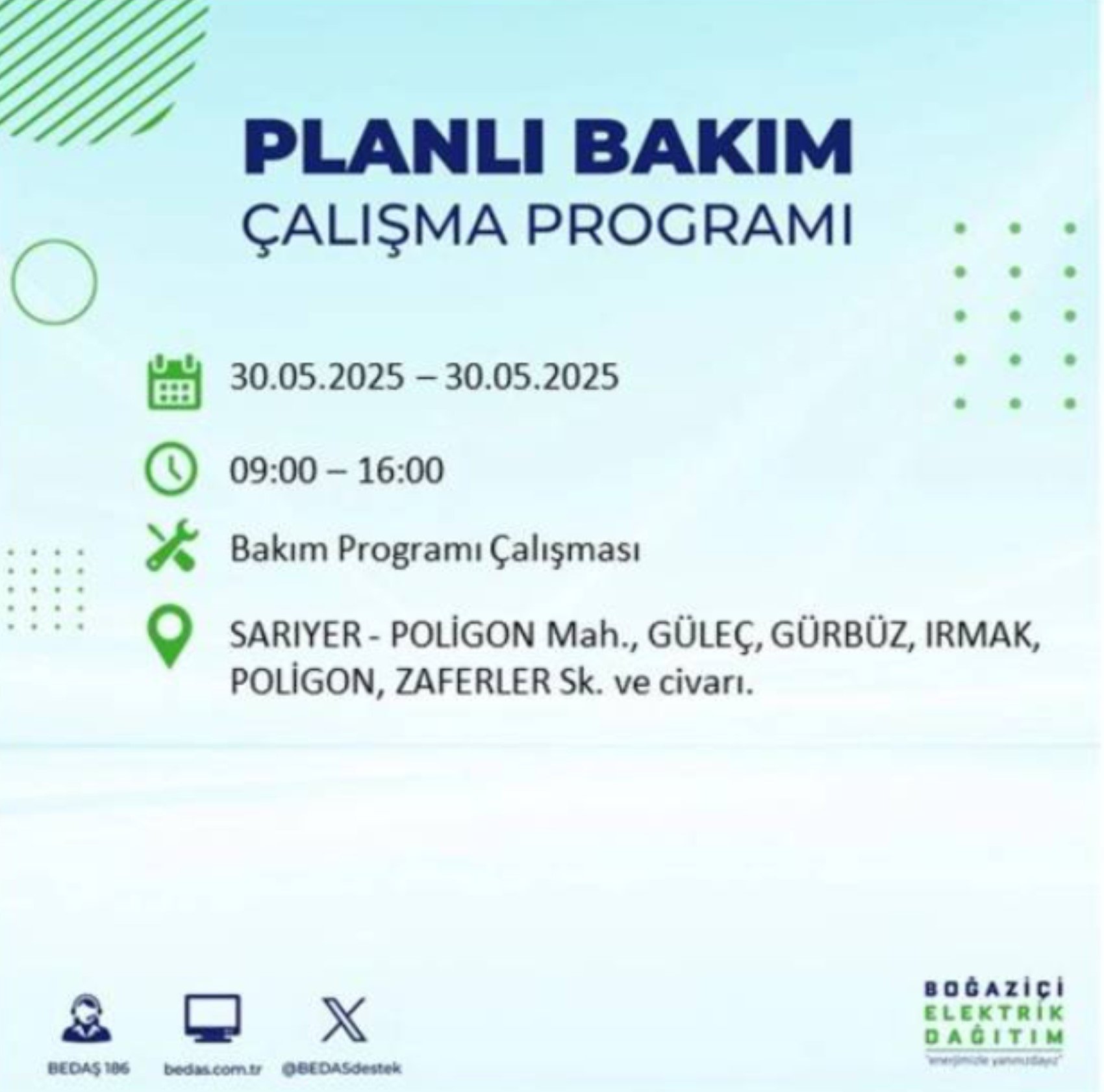 BEDAŞ paylaştı: İstanbul'da 30 Mayıs Cuma günü elektrik kesintisi yaşanacak ilçeler