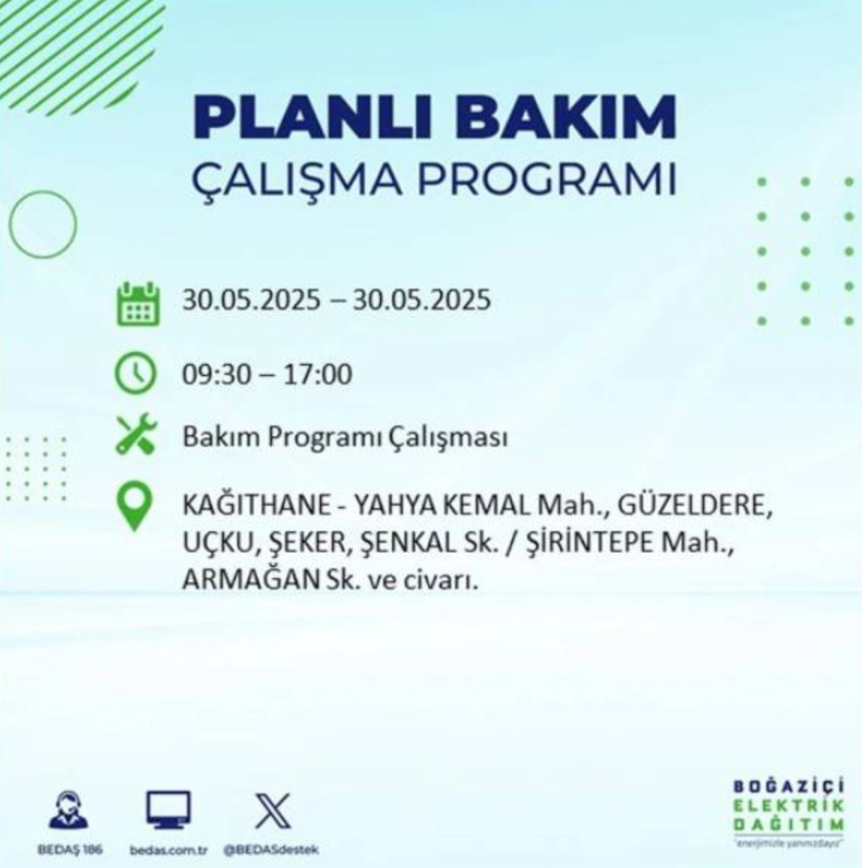 BEDAŞ paylaştı: İstanbul'da 30 Mayıs Cuma günü elektrik kesintisi yaşanacak ilçeler