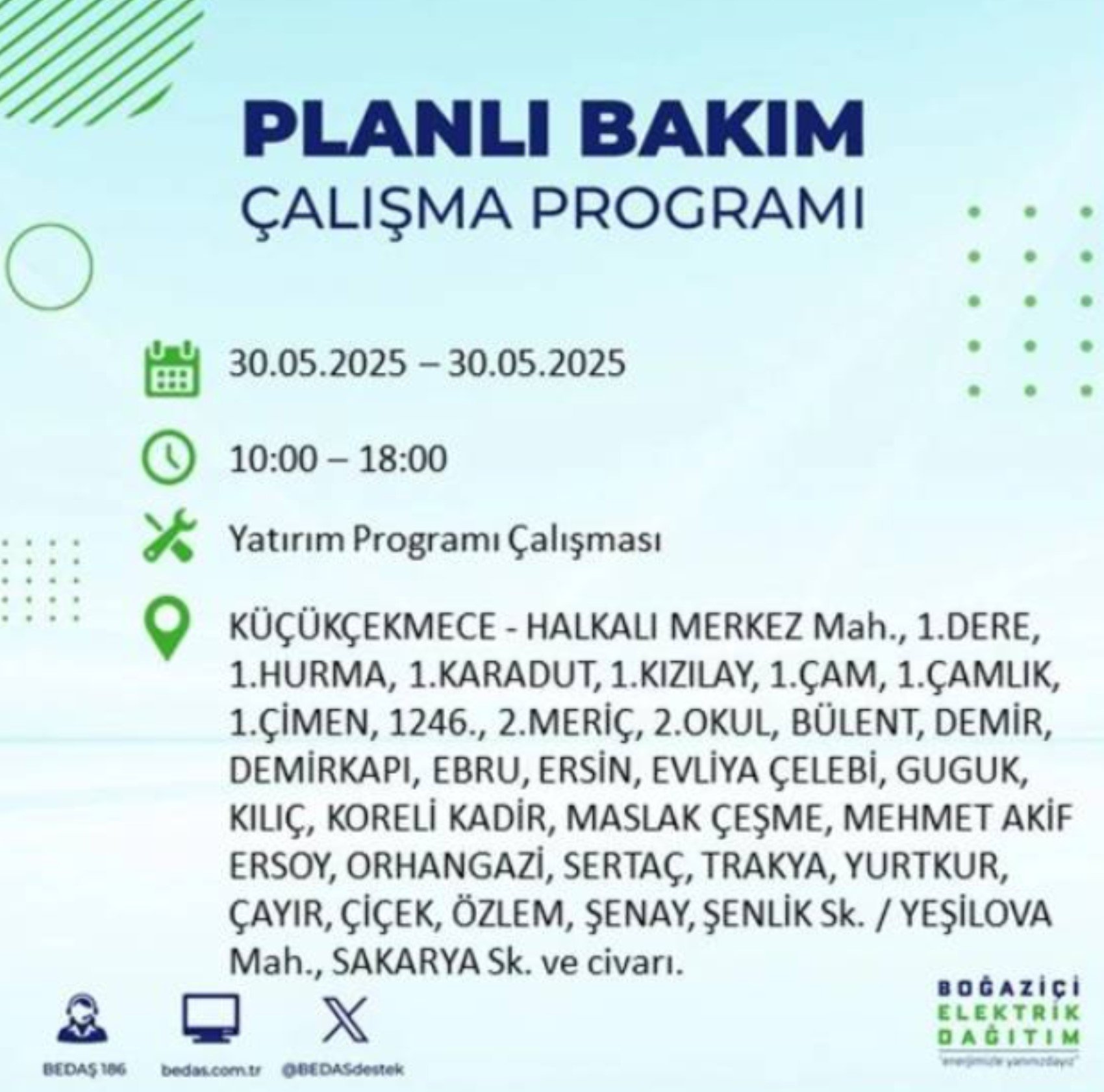 BEDAŞ paylaştı: İstanbul'da 30 Mayıs Cuma günü elektrik kesintisi yaşanacak ilçeler