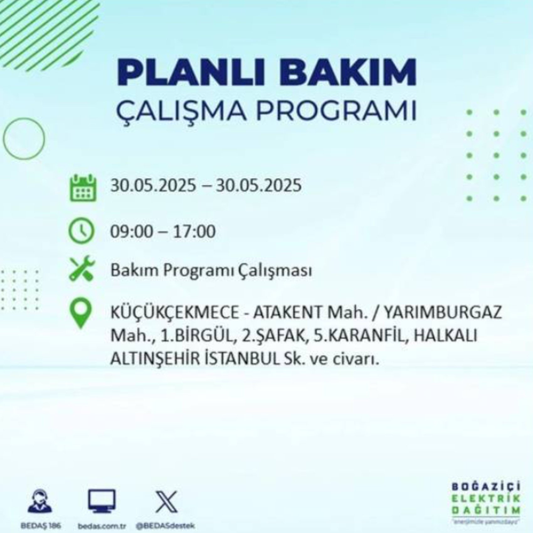 BEDAŞ paylaştı: İstanbul'da 30 Mayıs Cuma günü elektrik kesintisi yaşanacak ilçeler
