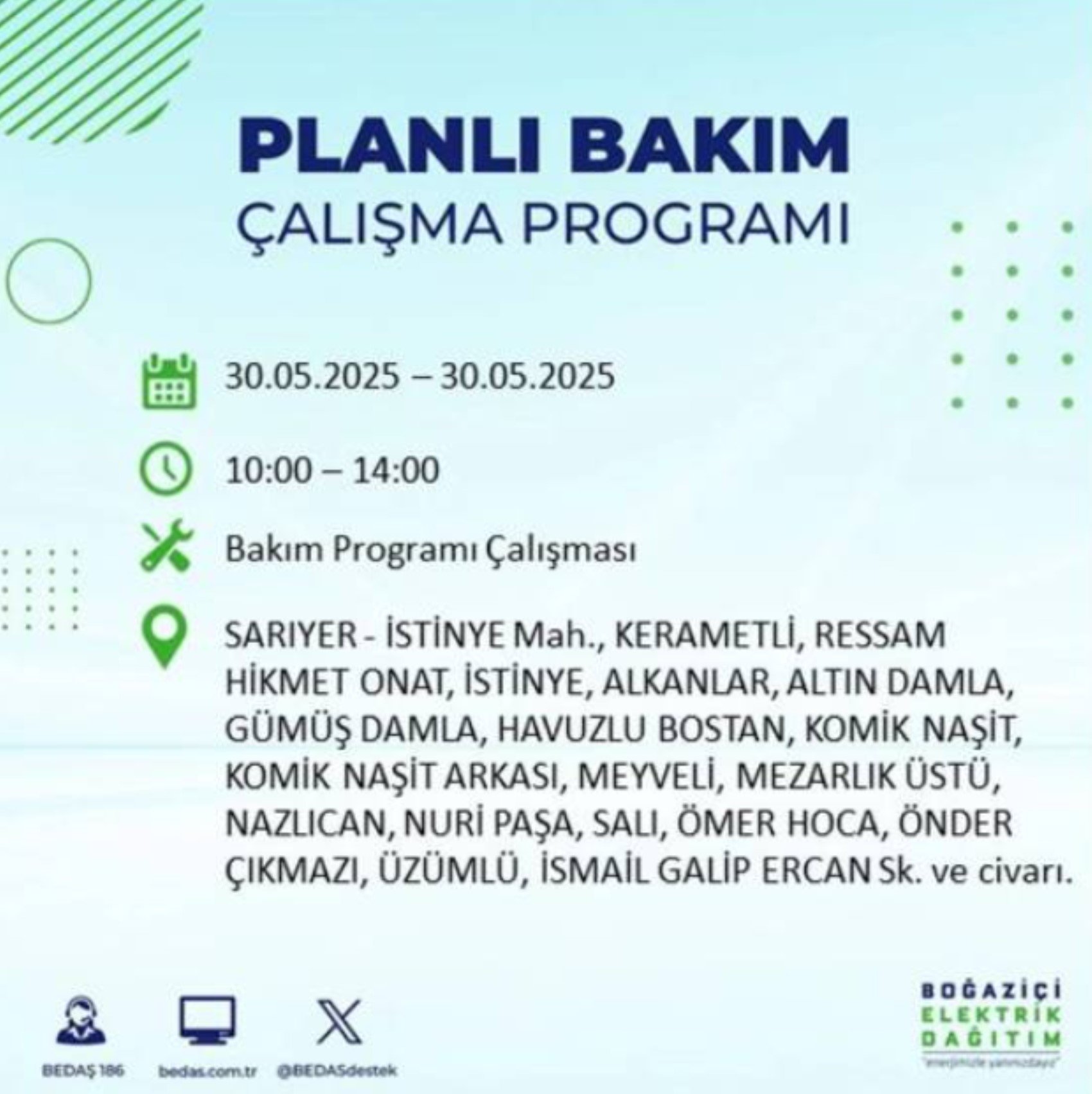BEDAŞ paylaştı: İstanbul'da 30 Mayıs Cuma günü elektrik kesintisi yaşanacak ilçeler