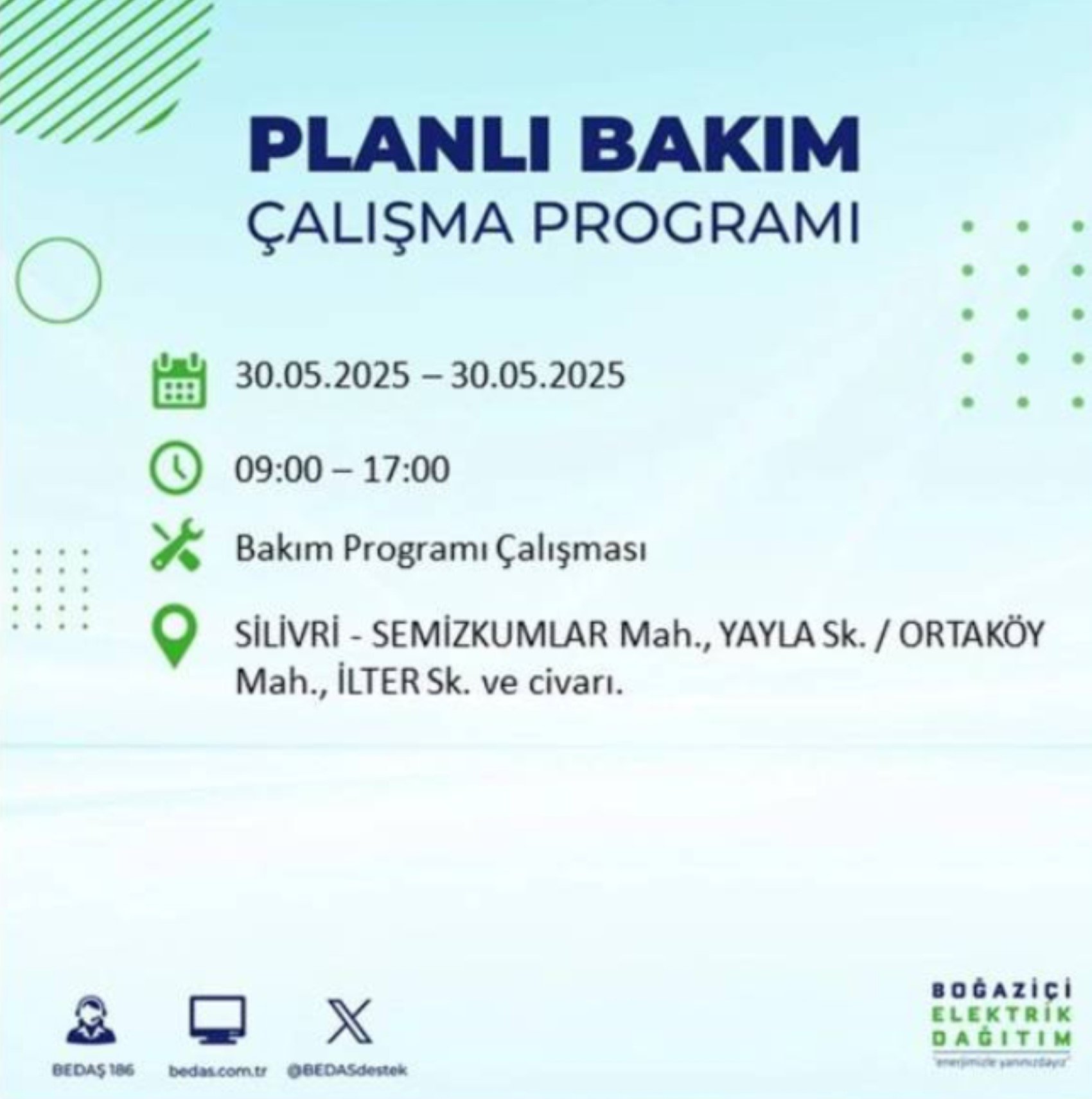 BEDAŞ paylaştı: İstanbul'da 30 Mayıs Cuma günü elektrik kesintisi yaşanacak ilçeler