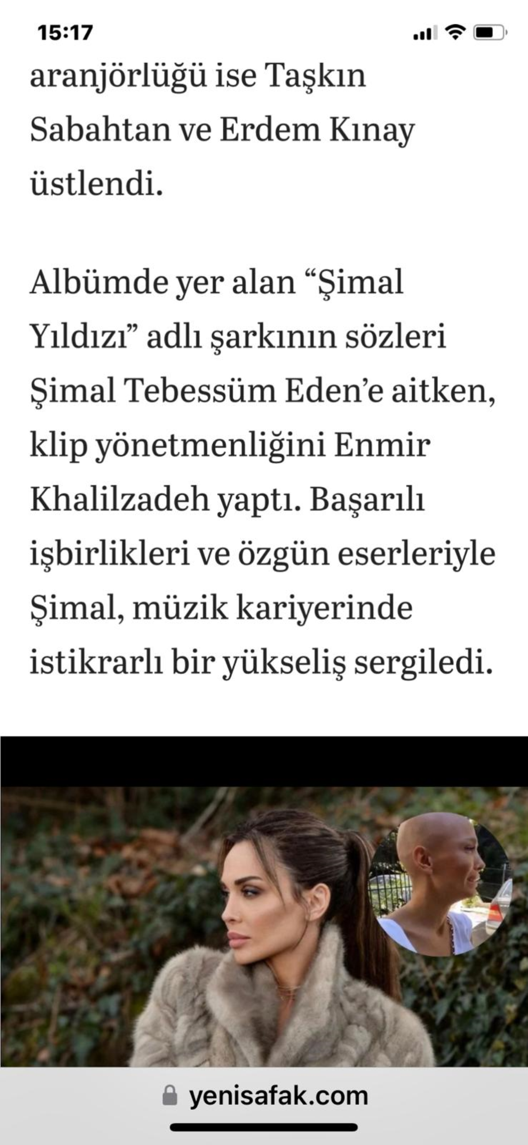 Şarkıcı Şimal'in soyadı sansürü! Yeni Şafak, 'Gülen' soyadını haberden çıkardı