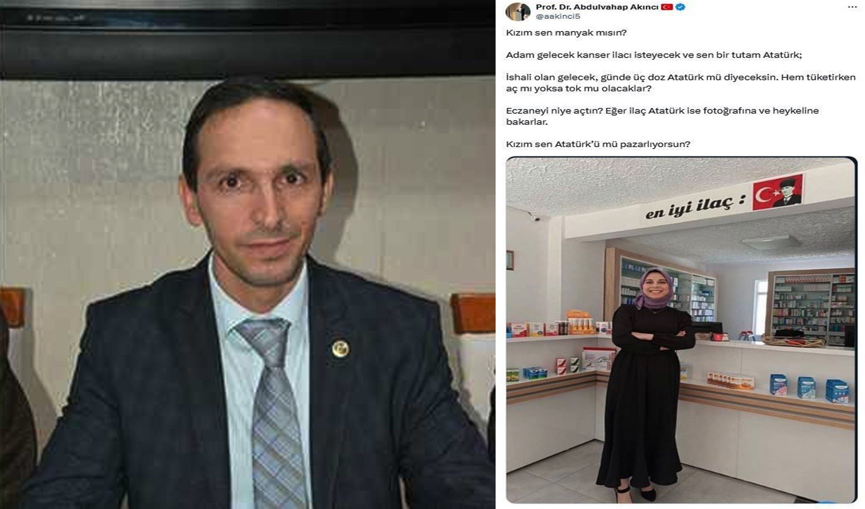 'Atatürk ilaçtır' paylaşımı yapan yurttaşa, Profesörden skandal yorum: Günde üç doz Atatürk mü diyeceksin 'Atatürk ilaçtır' paylaşımı yapan yurttaşa, Profesörden skandal yorum: Günde üç doz Atatürk mü diyeceksin