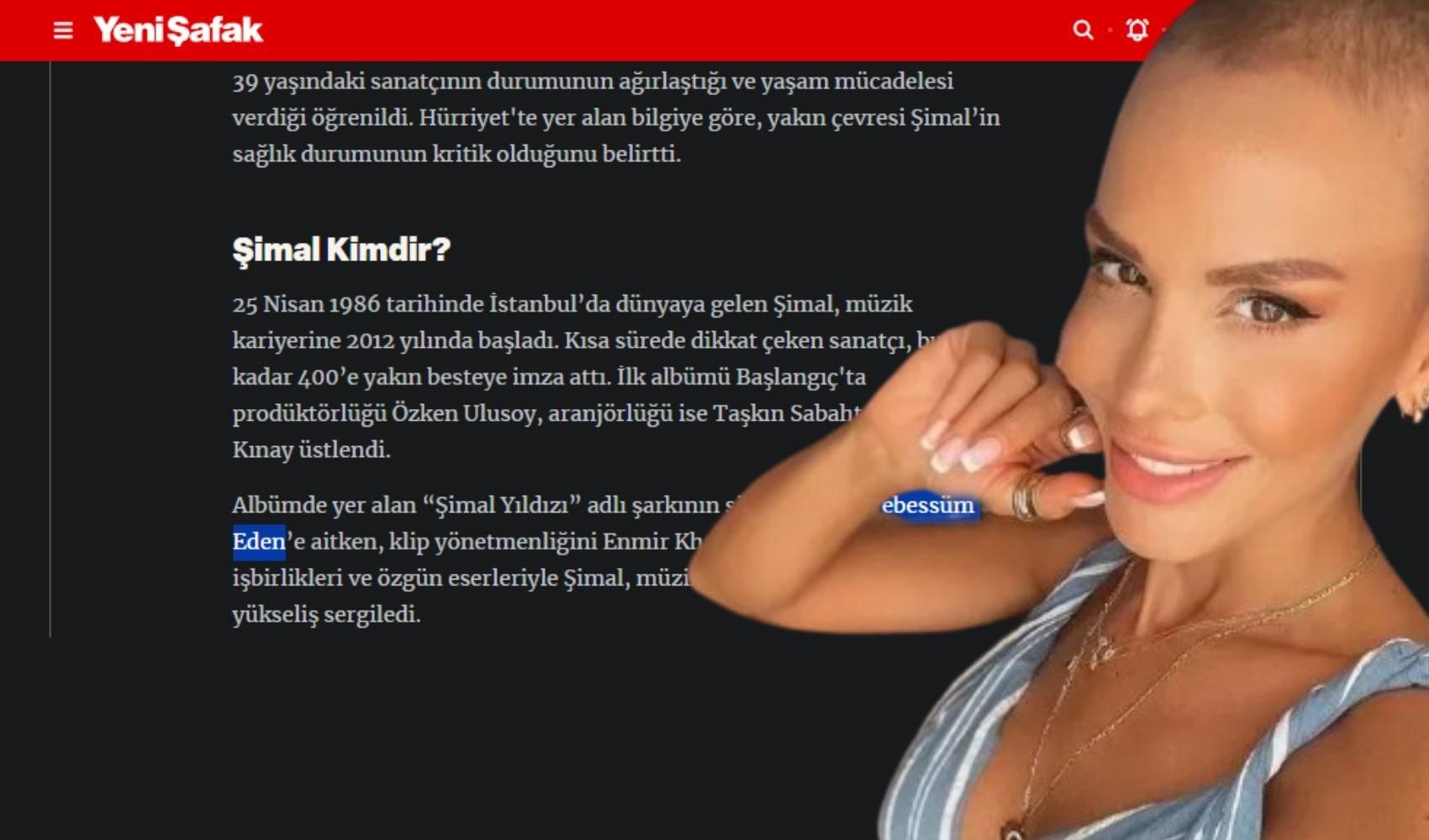 Şarkıcı Şimal'in soyadı sansürü! Yeni Şafak, 'Gülen' soyadını haberden çıkardı Şarkıcı Şimal'in soyadı sansürü! Yeni Şafak, 'Gülen' soyadını haberden çıkardı