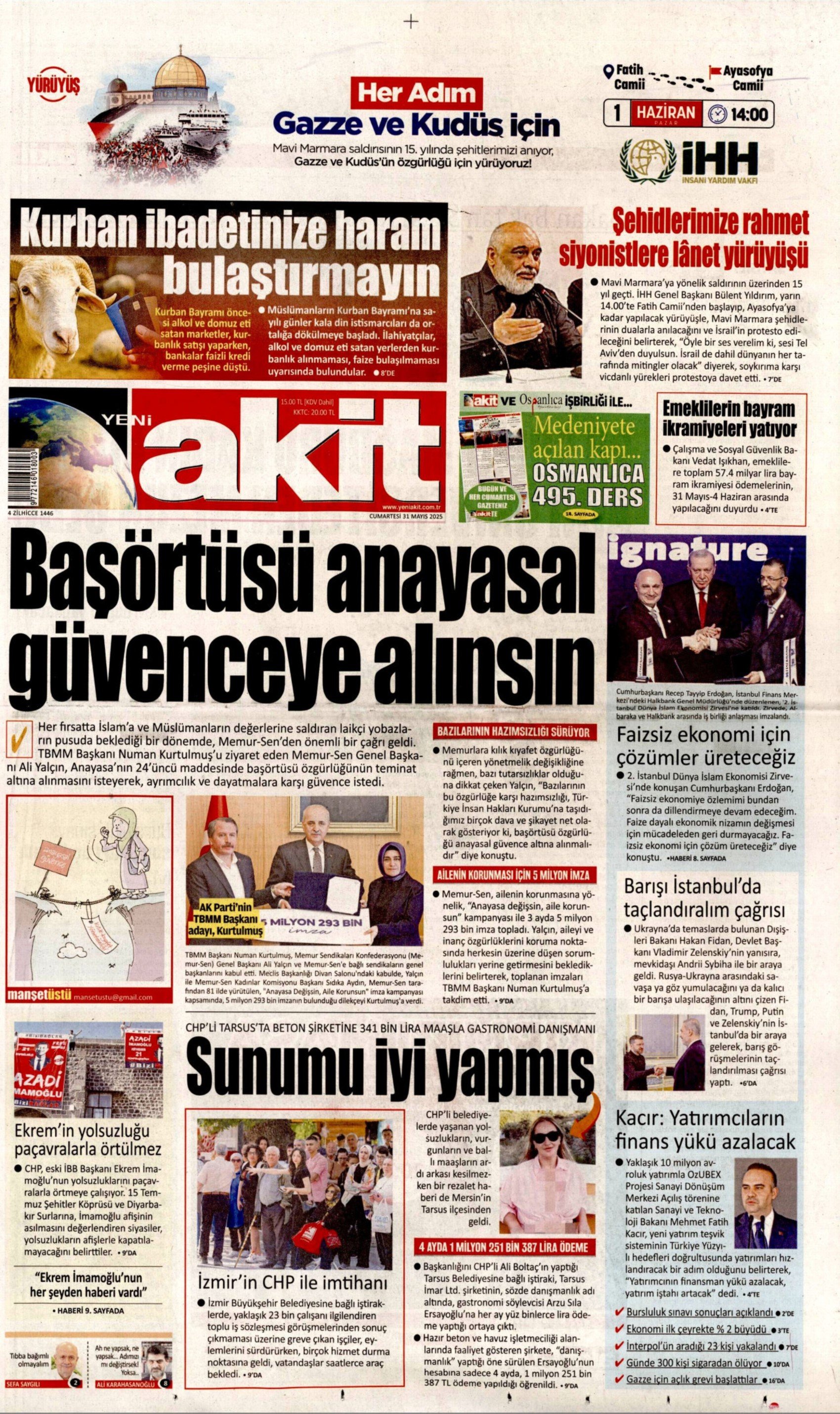 31 Mayıs 2025 gazete manşetleri