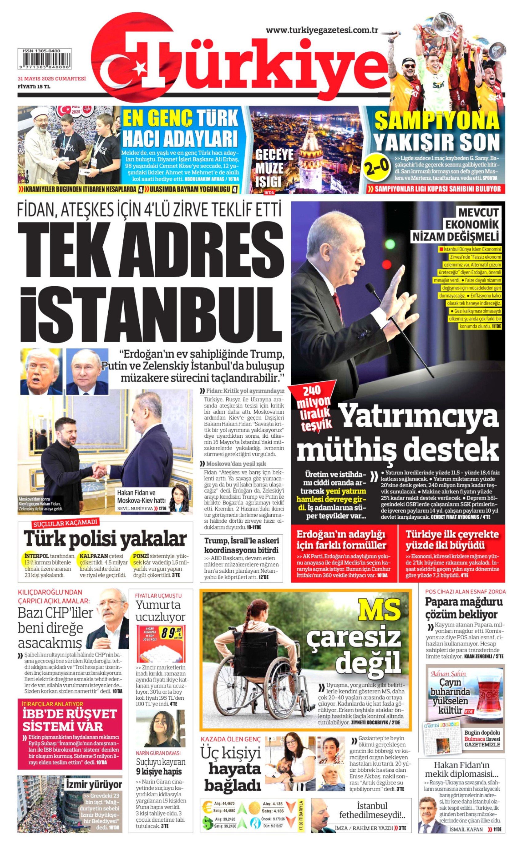 31 Mayıs 2025 gazete manşetleri