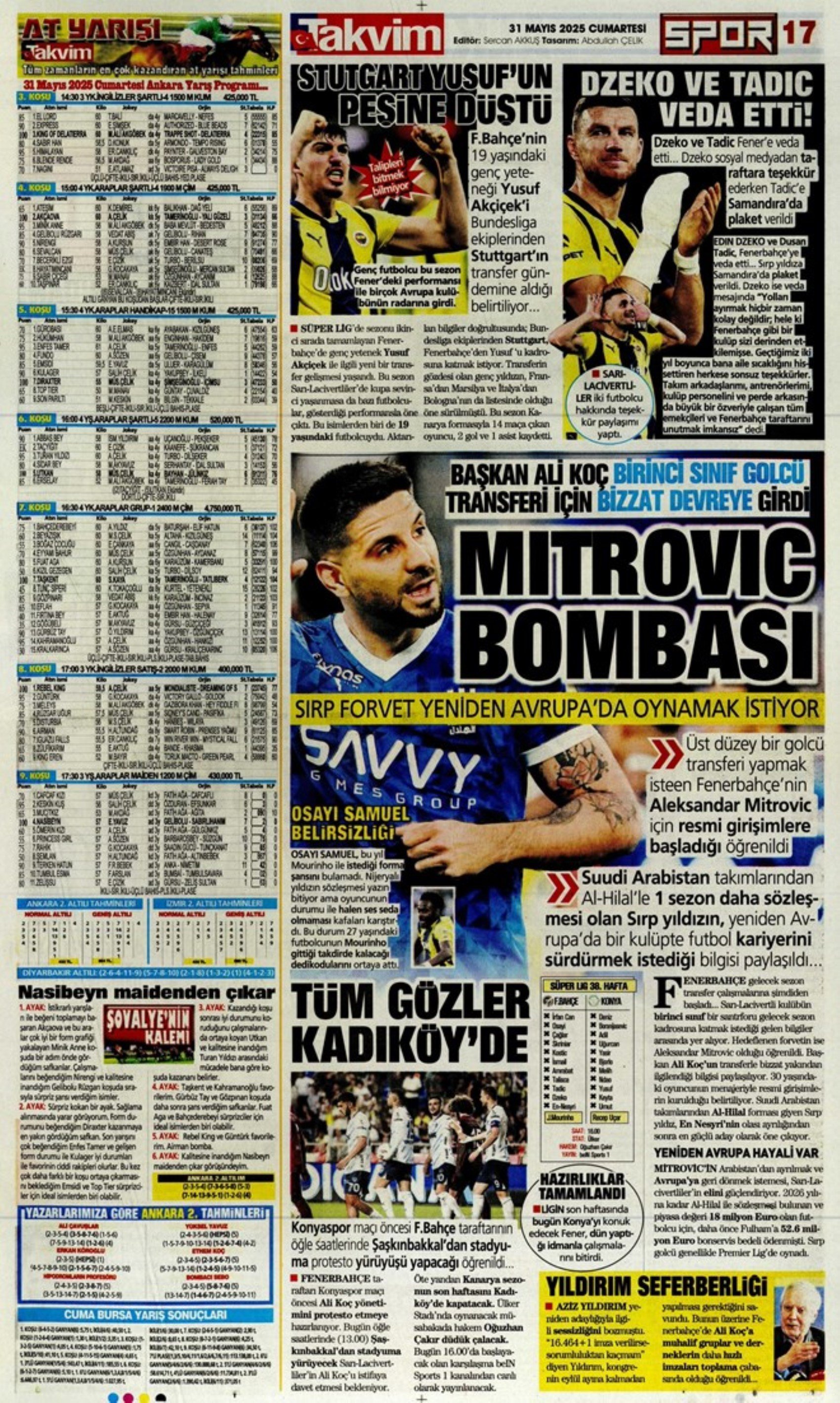 Sporda günün manşetleri... Fenerbahçe'de görülmemiş operasyon: Yıldırım için imza