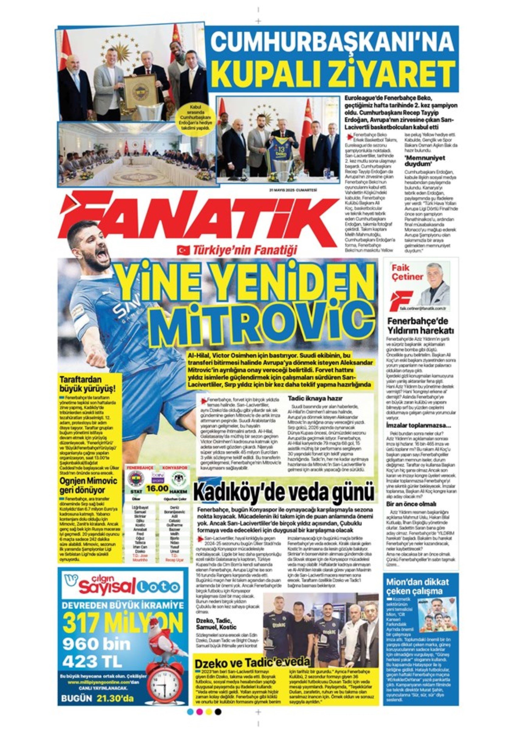 Sporda günün manşetleri... Fenerbahçe'de görülmemiş operasyon: Yıldırım için imza