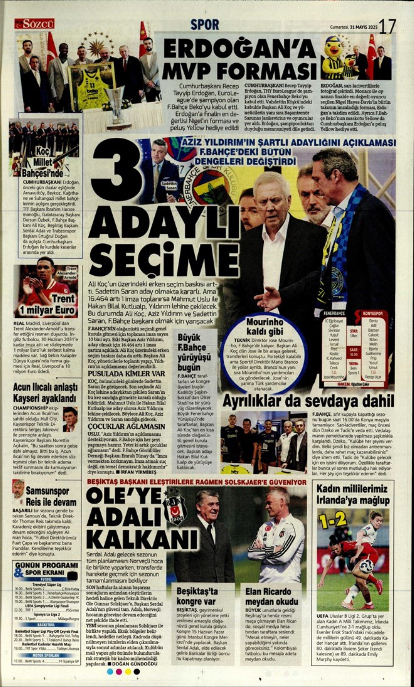 Sporda günün manşetleri... Fenerbahçe'de görülmemiş operasyon: Yıldırım için imza