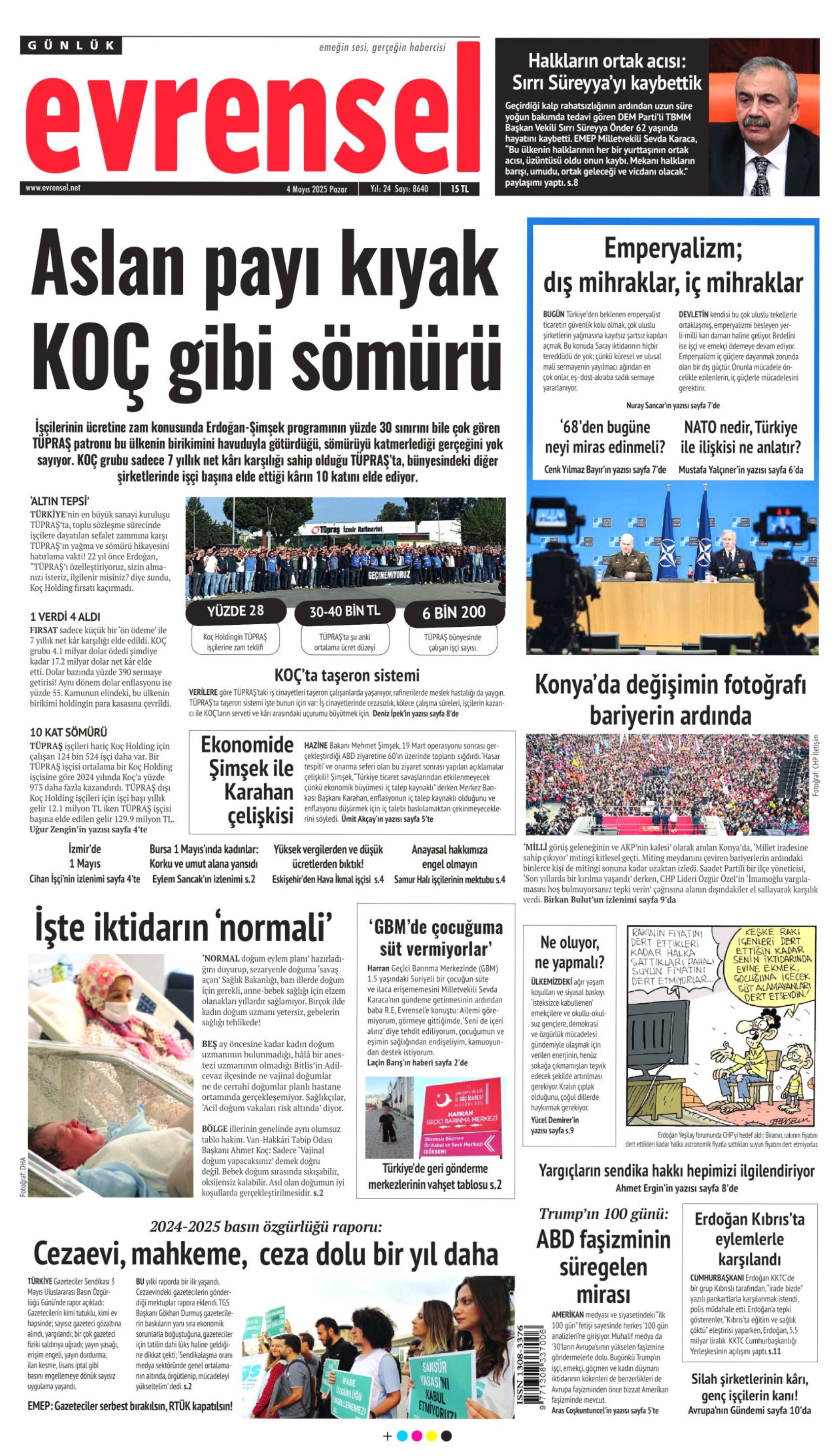 4 Mayıs 2025 gazete manşetleri: Sırrı Süreyya Önder hayatını kaybetti, gazeteler nasıl gördü?