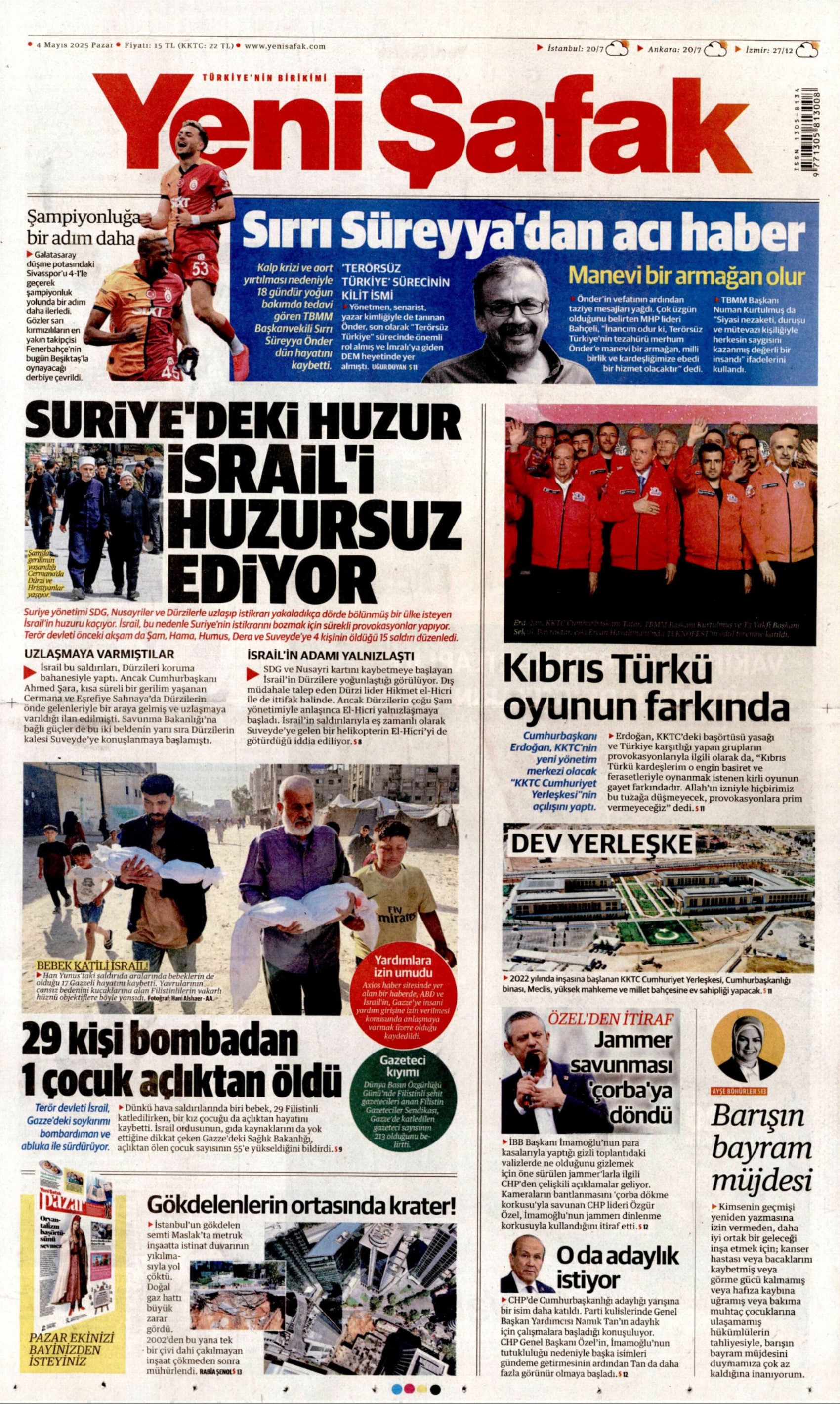 4 Mayıs 2025 gazete manşetleri: Sırrı Süreyya Önder hayatını kaybetti, gazeteler nasıl gördü?