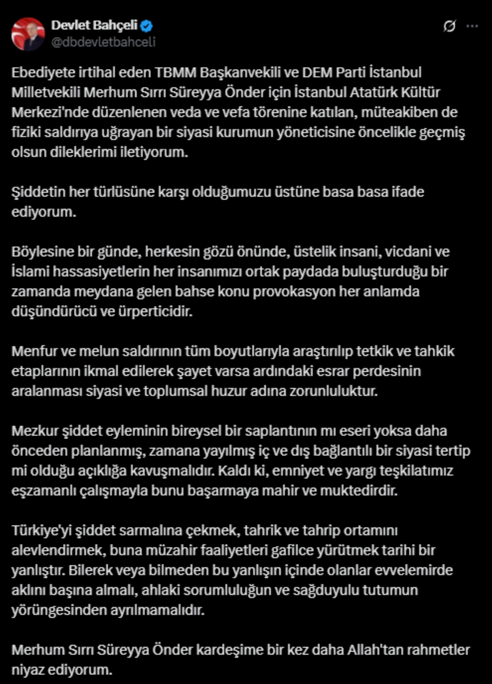 Devlet Bahçeli'den Özgür Özel'e geçmiş olsun mesajı! Adını anmaması dikkatlerden kaçmadı