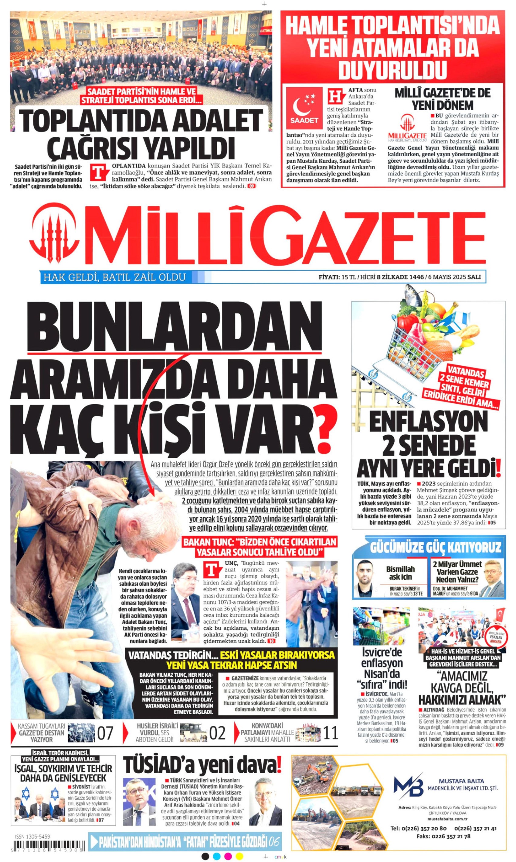 6 Mayıs 2025 gazete manşetleri