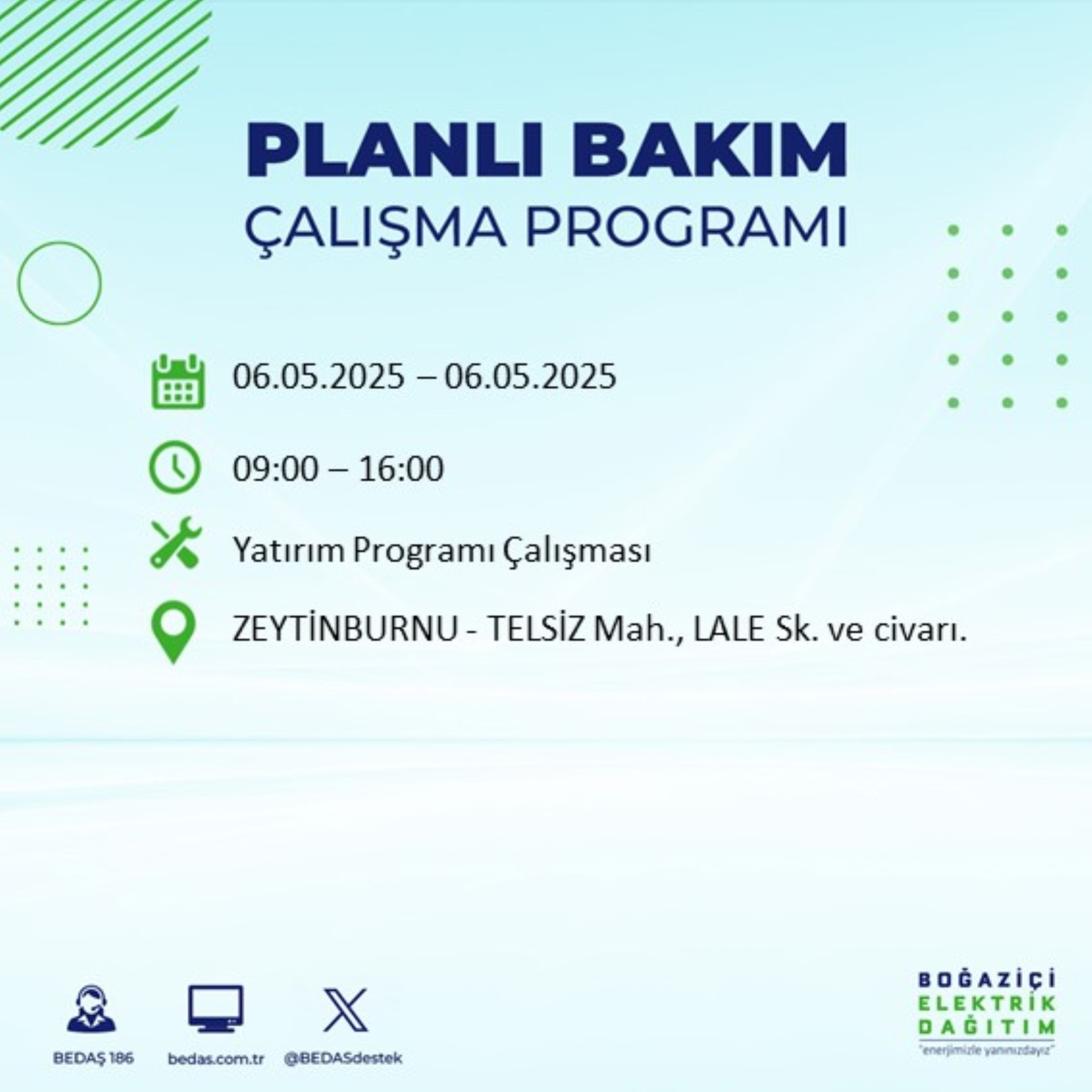 BEDAŞ paylaştı: İstanbul'da 6 Mayıs Salı günü elektrik kesintisi yaşanacak ilçeler