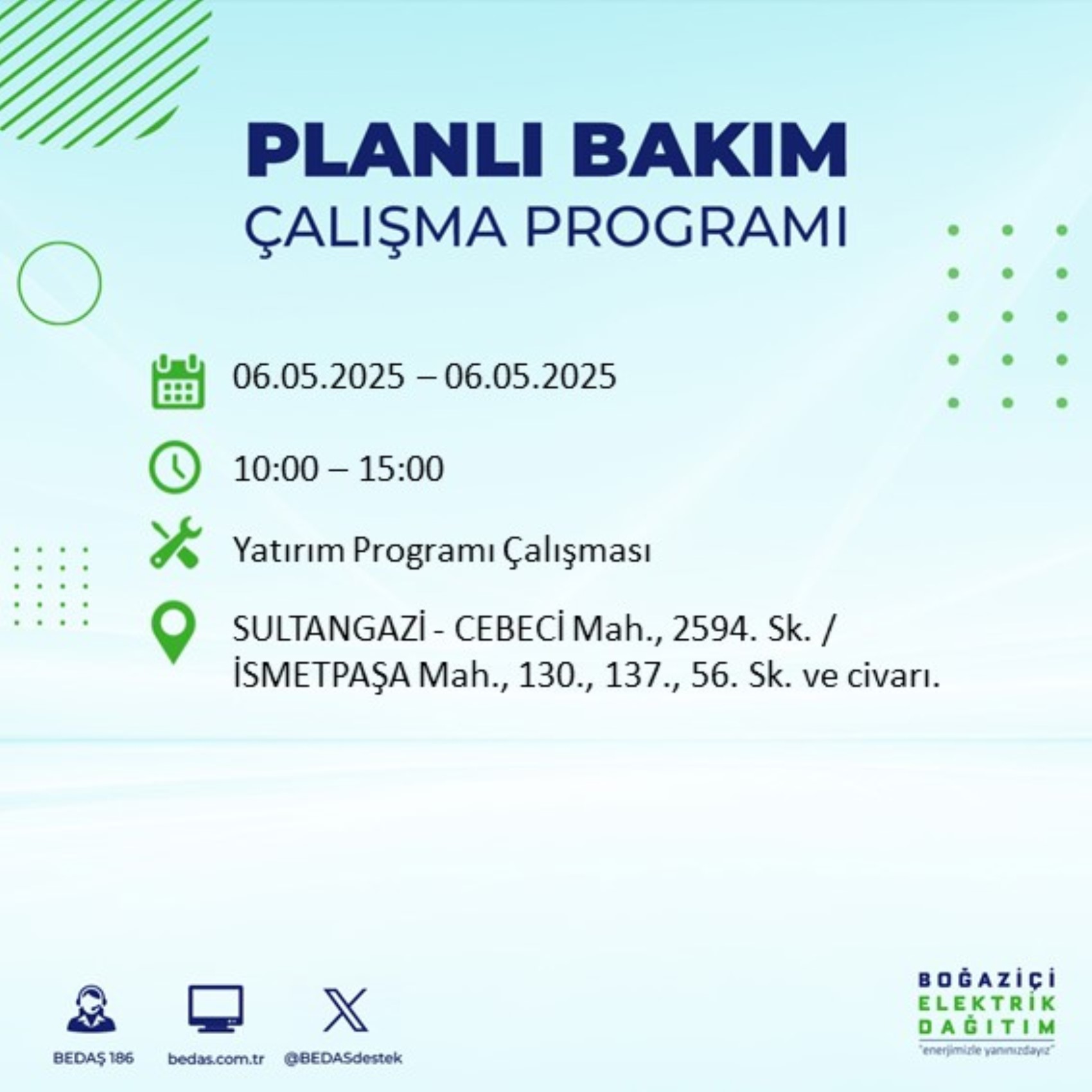 BEDAŞ paylaştı: İstanbul'da 6 Mayıs Salı günü elektrik kesintisi yaşanacak ilçeler