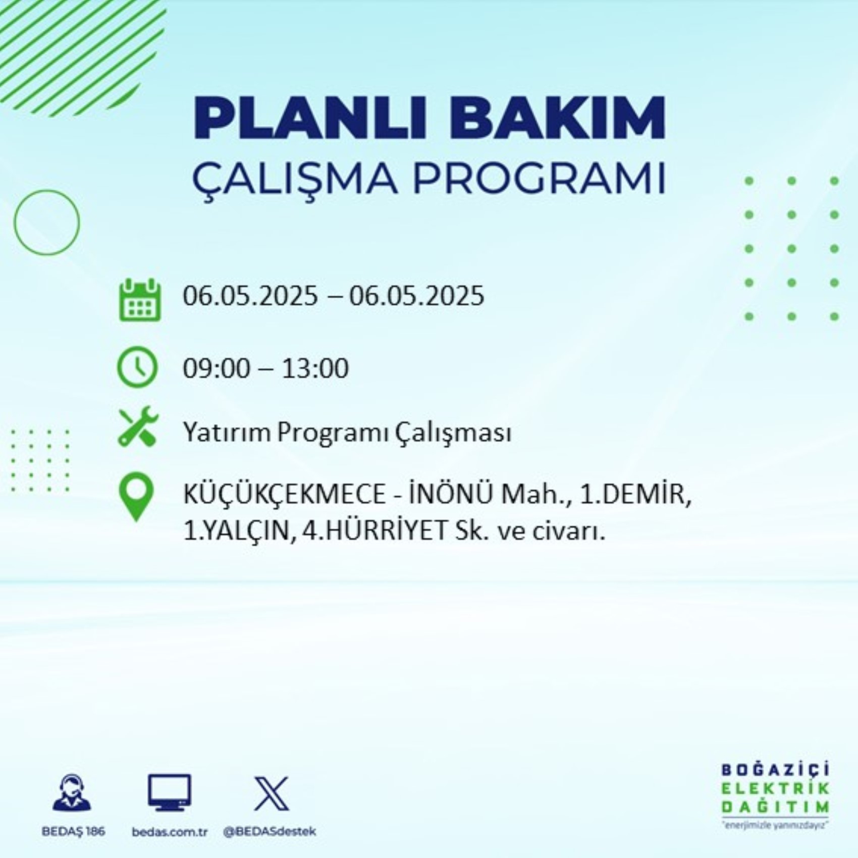 BEDAŞ paylaştı: İstanbul'da 6 Mayıs Salı günü elektrik kesintisi yaşanacak ilçeler