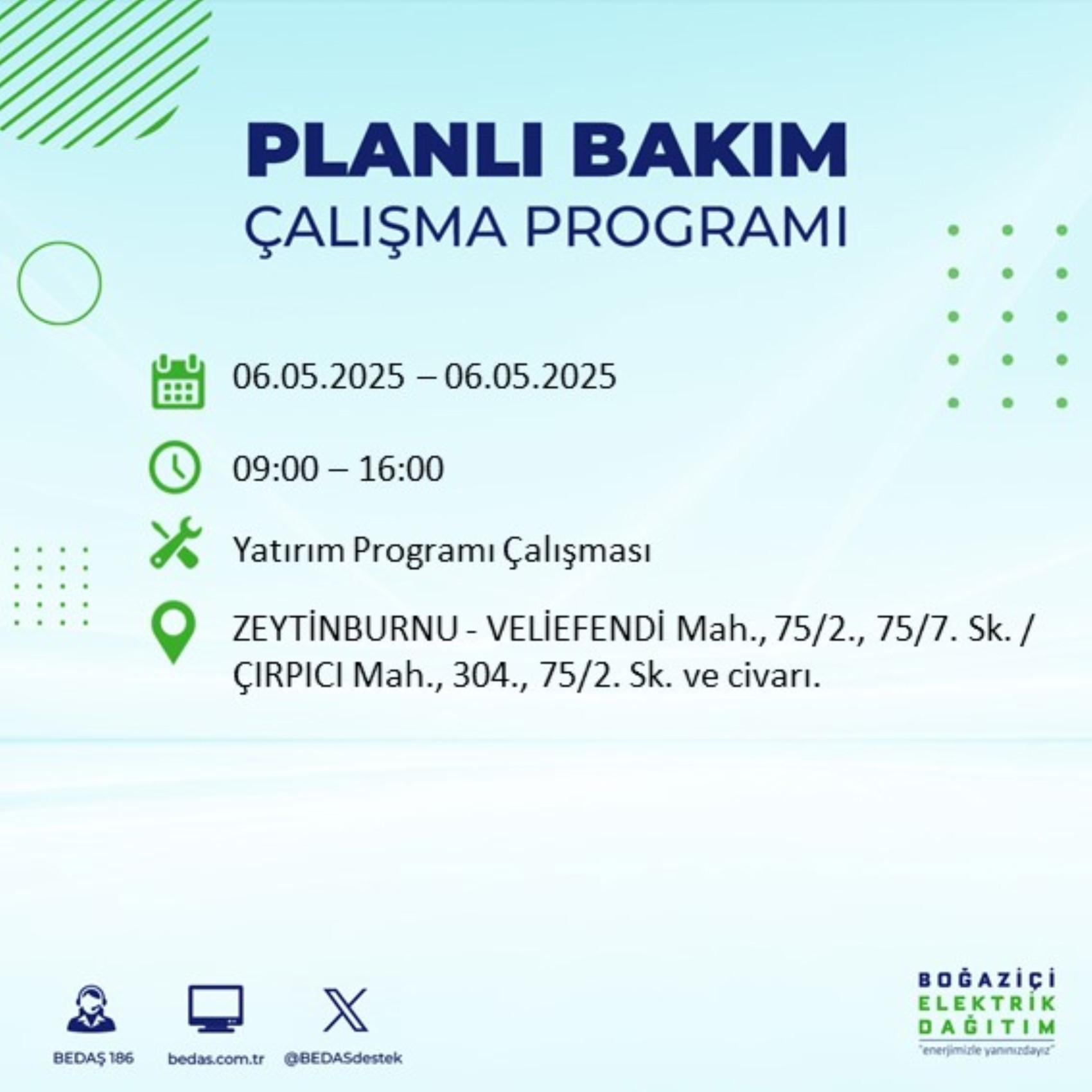 BEDAŞ paylaştı: İstanbul'da 6 Mayıs Salı günü elektrik kesintisi yaşanacak ilçeler