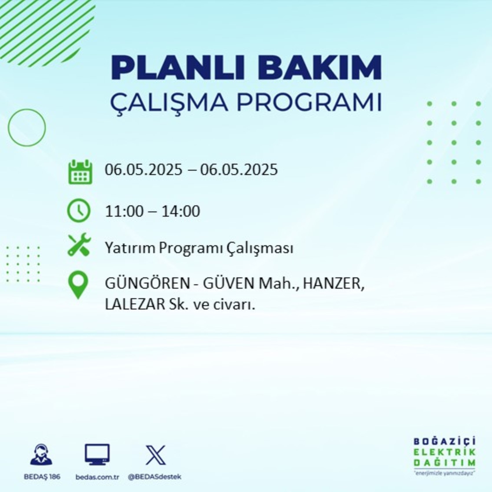 BEDAŞ paylaştı: İstanbul'da 6 Mayıs Salı günü elektrik kesintisi yaşanacak ilçeler
