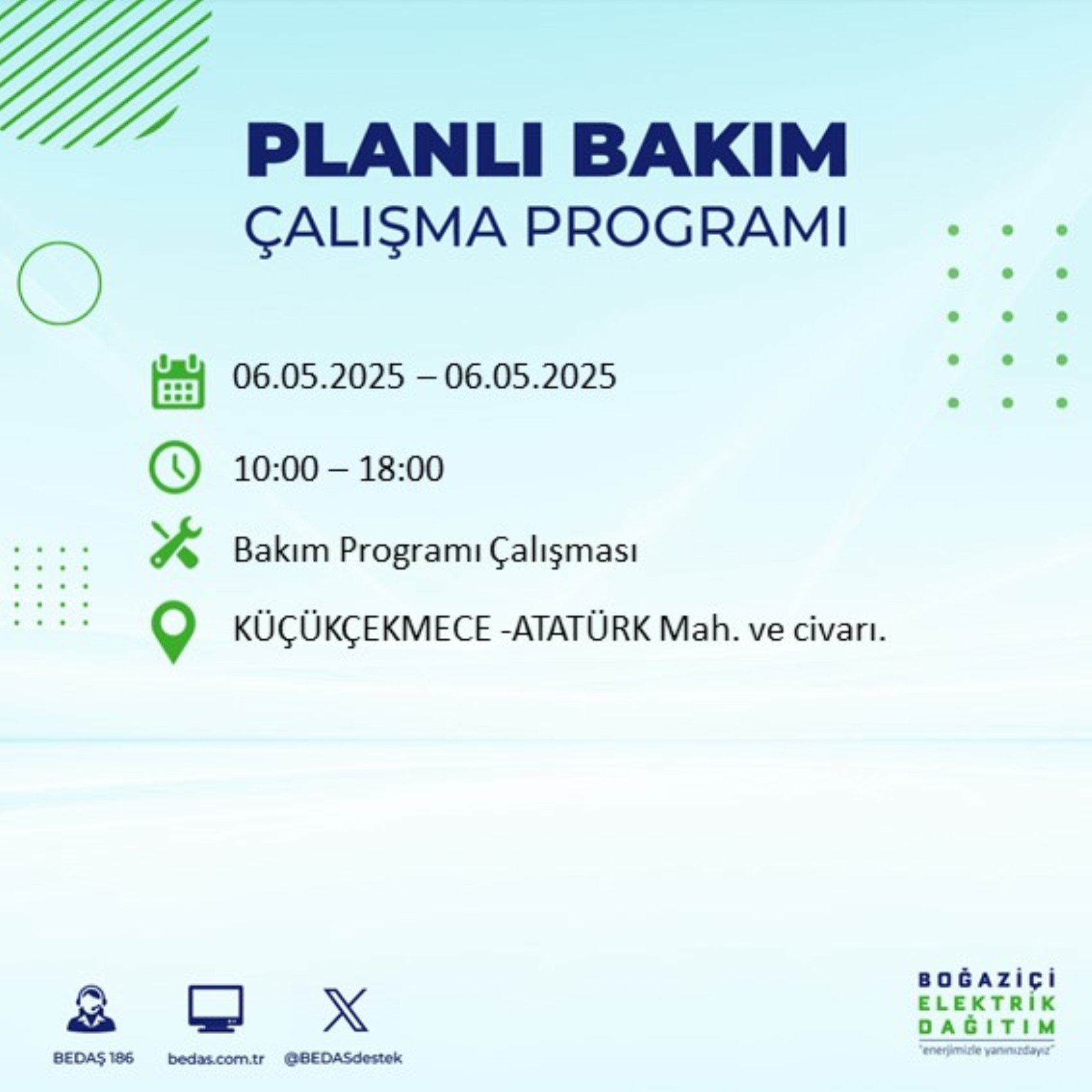 BEDAŞ paylaştı: İstanbul'da 6 Mayıs Salı günü elektrik kesintisi yaşanacak ilçeler