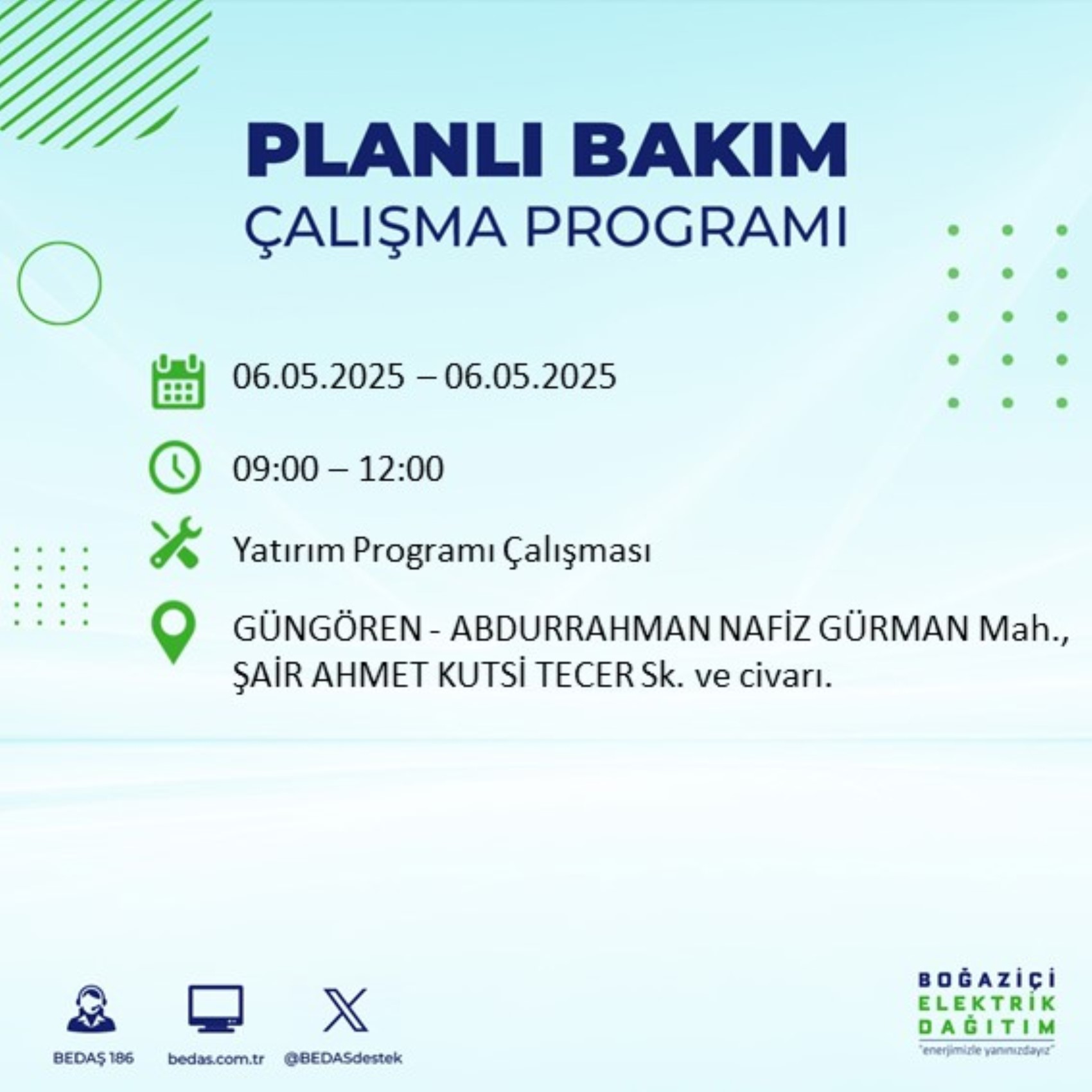 BEDAŞ paylaştı: İstanbul'da 6 Mayıs Salı günü elektrik kesintisi yaşanacak ilçeler