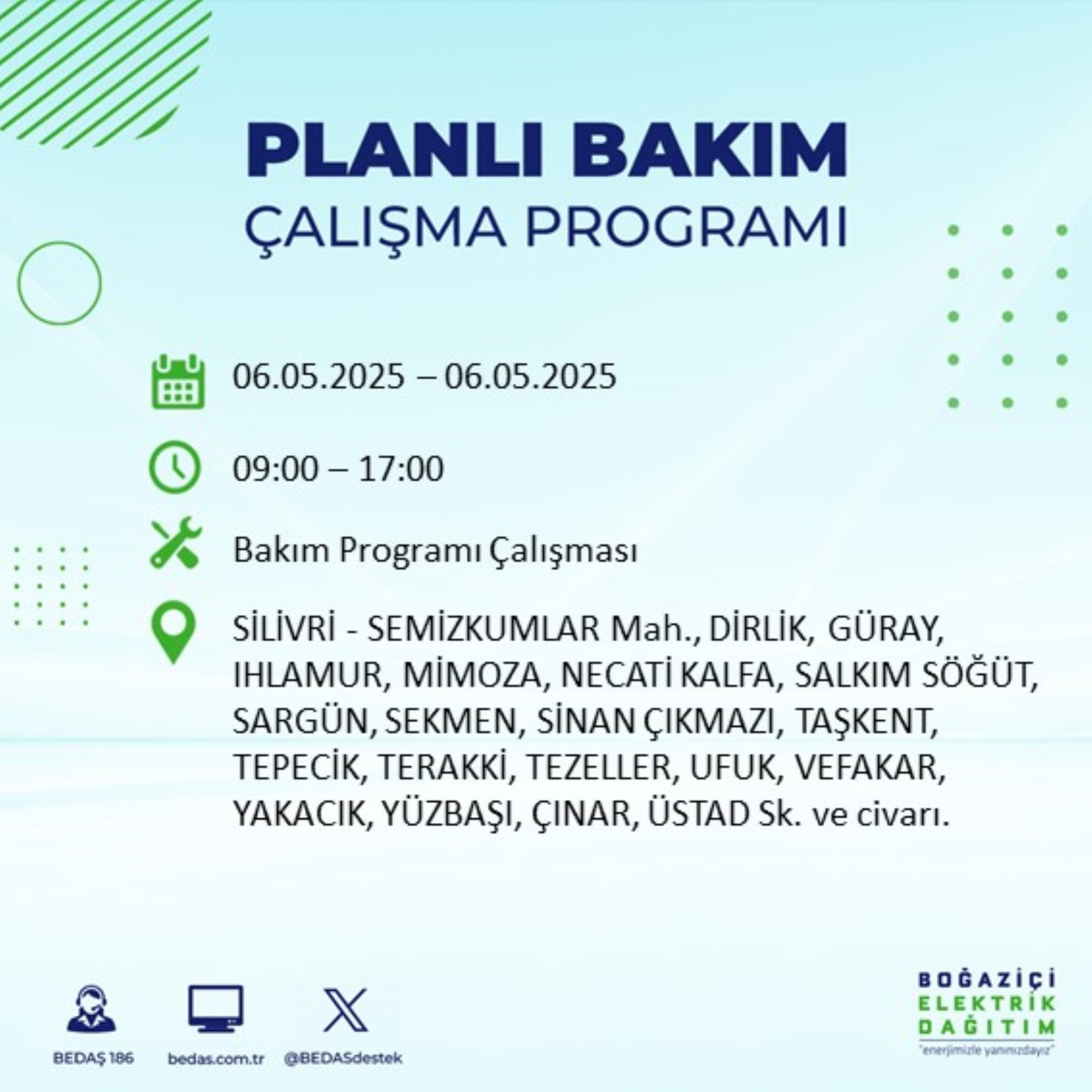 BEDAŞ paylaştı: İstanbul'da 6 Mayıs Salı günü elektrik kesintisi yaşanacak ilçeler