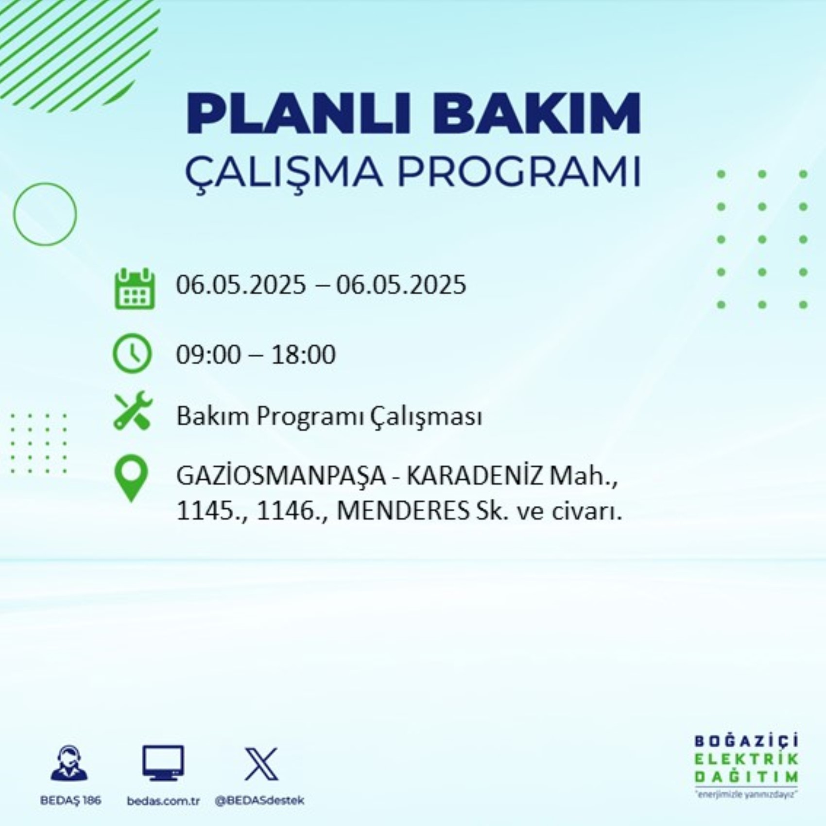 BEDAŞ paylaştı: İstanbul'da 6 Mayıs Salı günü elektrik kesintisi yaşanacak ilçeler