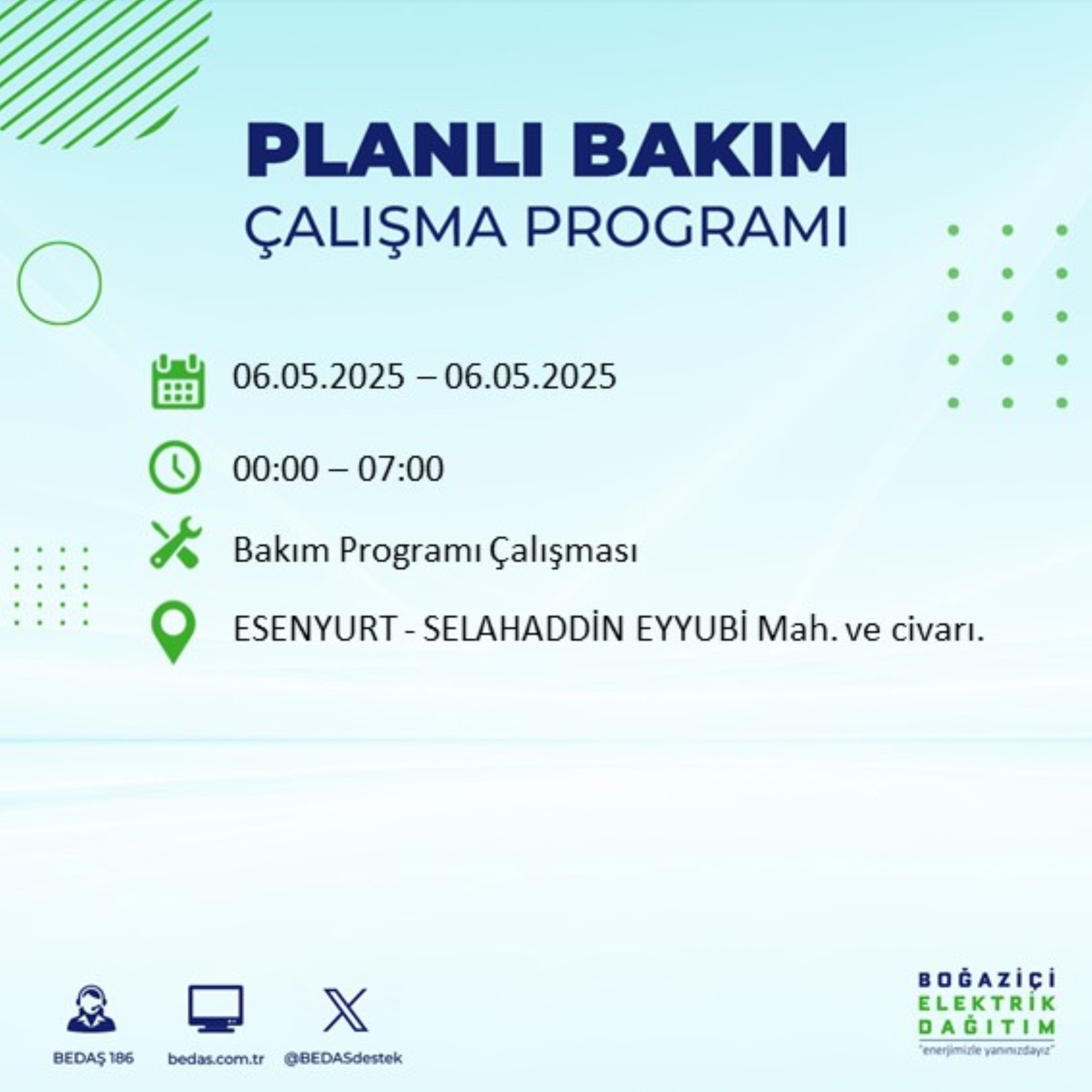 BEDAŞ paylaştı: İstanbul'da 6 Mayıs Salı günü elektrik kesintisi yaşanacak ilçeler