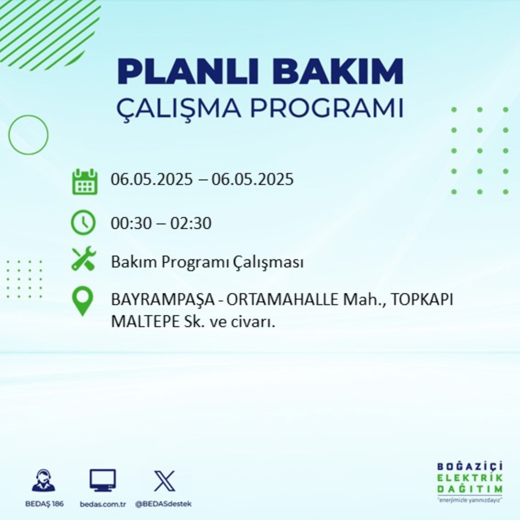 BEDAŞ paylaştı: İstanbul'da 6 Mayıs Salı günü elektrik kesintisi yaşanacak ilçeler