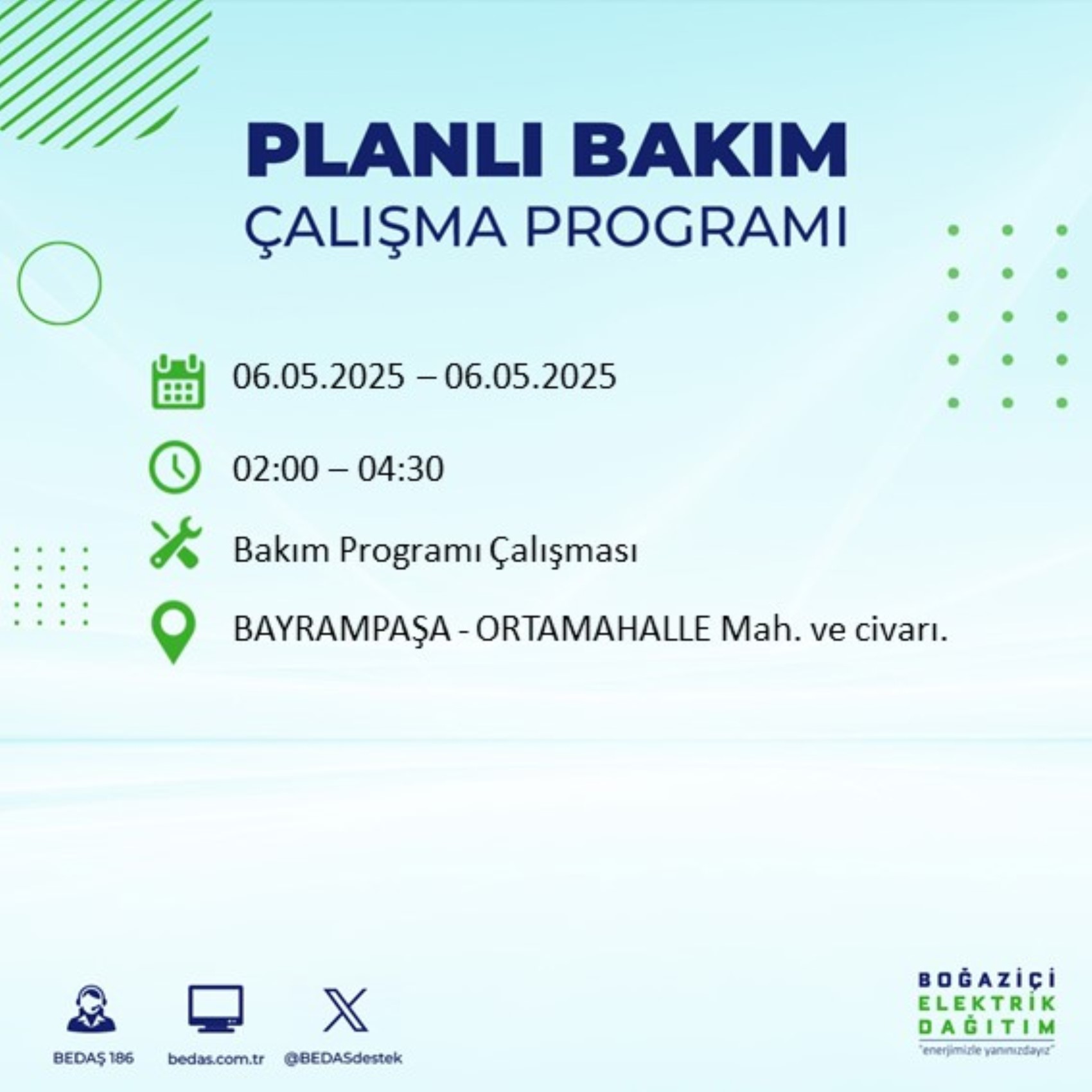 BEDAŞ paylaştı: İstanbul'da 6 Mayıs Salı günü elektrik kesintisi yaşanacak ilçeler