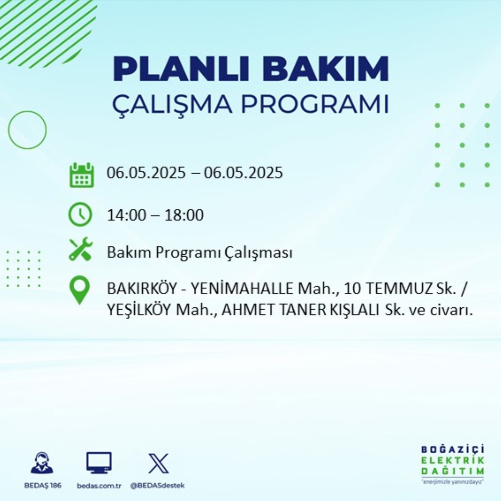 BEDAŞ paylaştı: İstanbul'da 6 Mayıs Salı günü elektrik kesintisi yaşanacak ilçeler