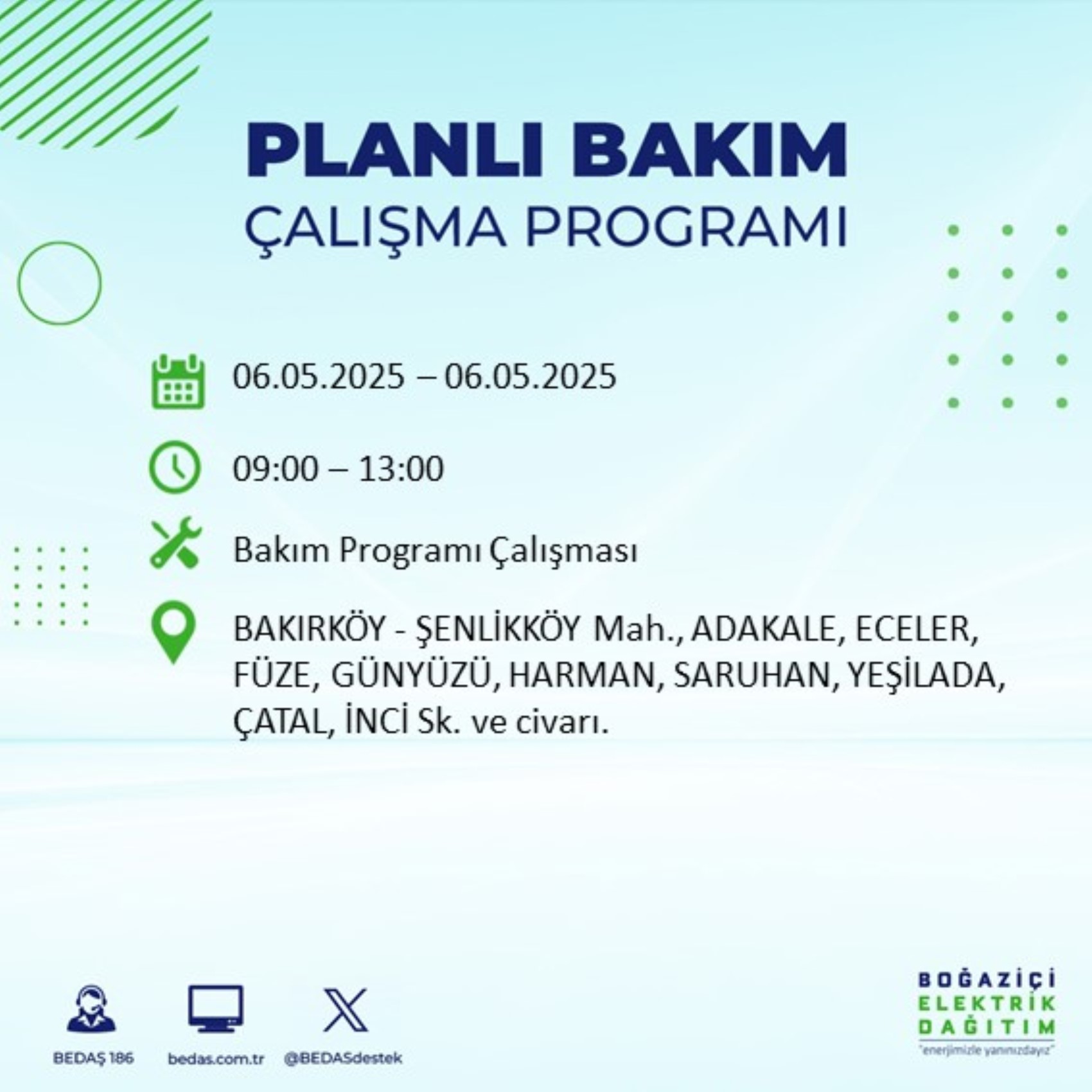 BEDAŞ paylaştı: İstanbul'da 6 Mayıs Salı günü elektrik kesintisi yaşanacak ilçeler
