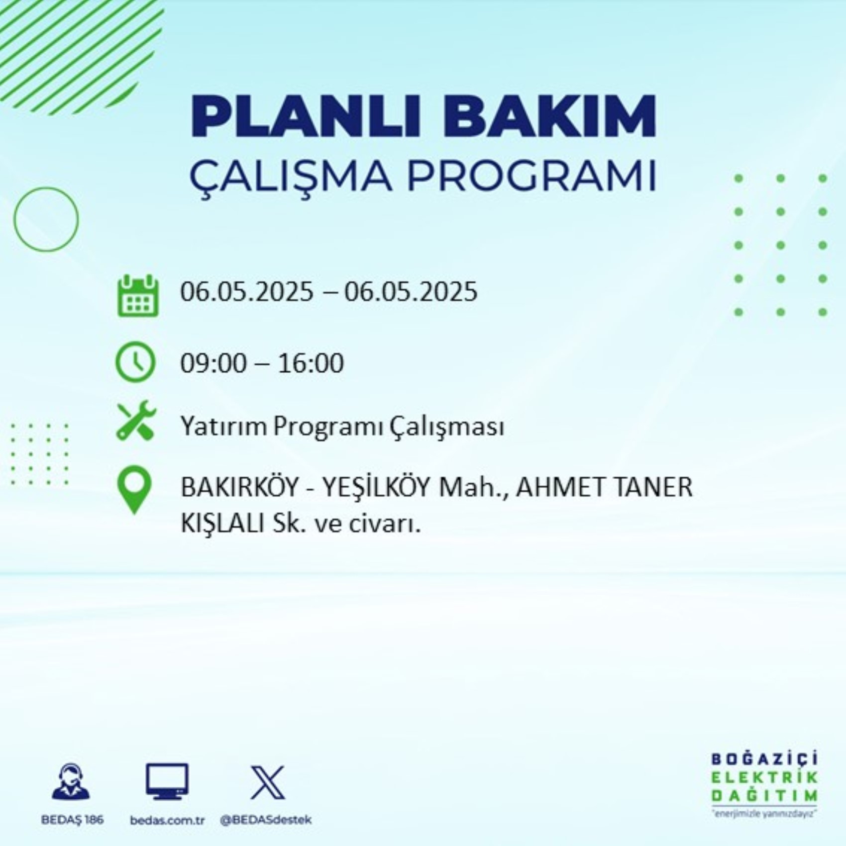 BEDAŞ paylaştı: İstanbul'da 6 Mayıs Salı günü elektrik kesintisi yaşanacak ilçeler