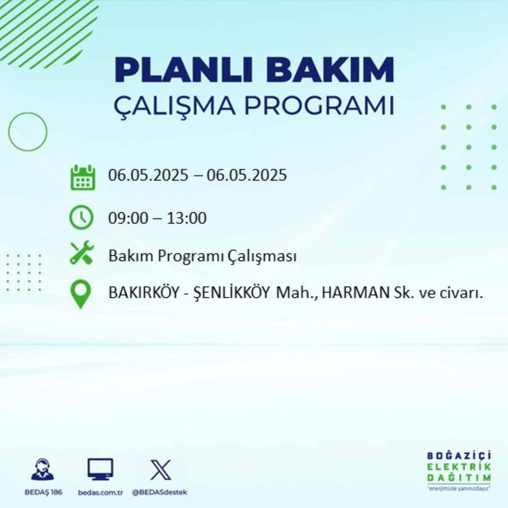 BEDAŞ paylaştı: İstanbul'da 6 Mayıs Salı günü elektrik kesintisi yaşanacak ilçeler