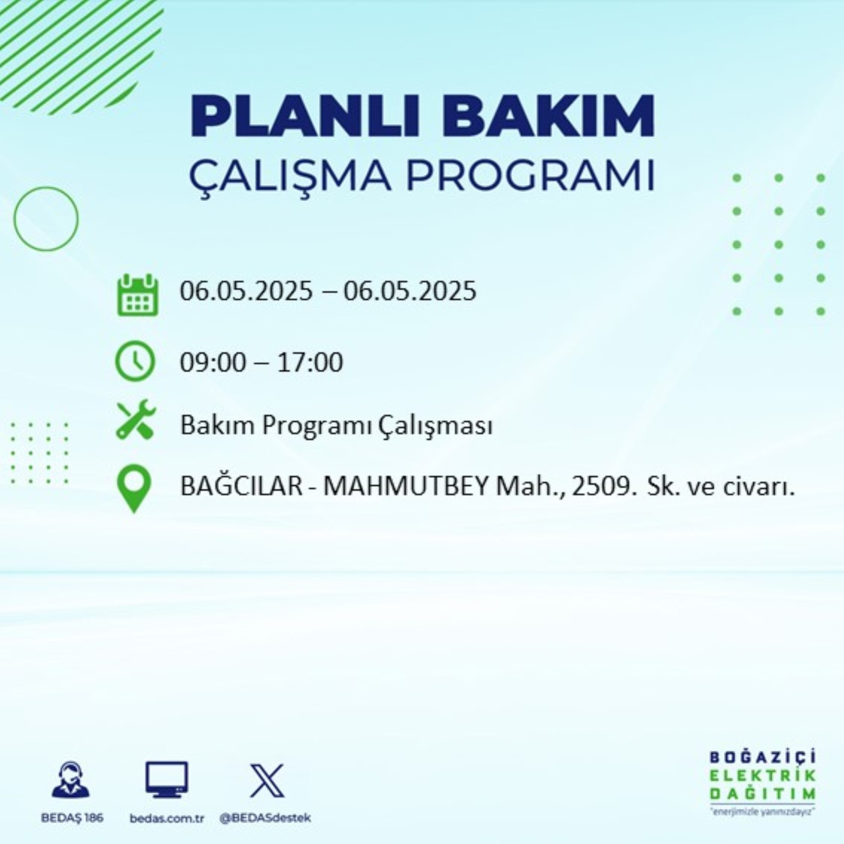 BEDAŞ paylaştı: İstanbul'da 6 Mayıs Salı günü elektrik kesintisi yaşanacak ilçeler