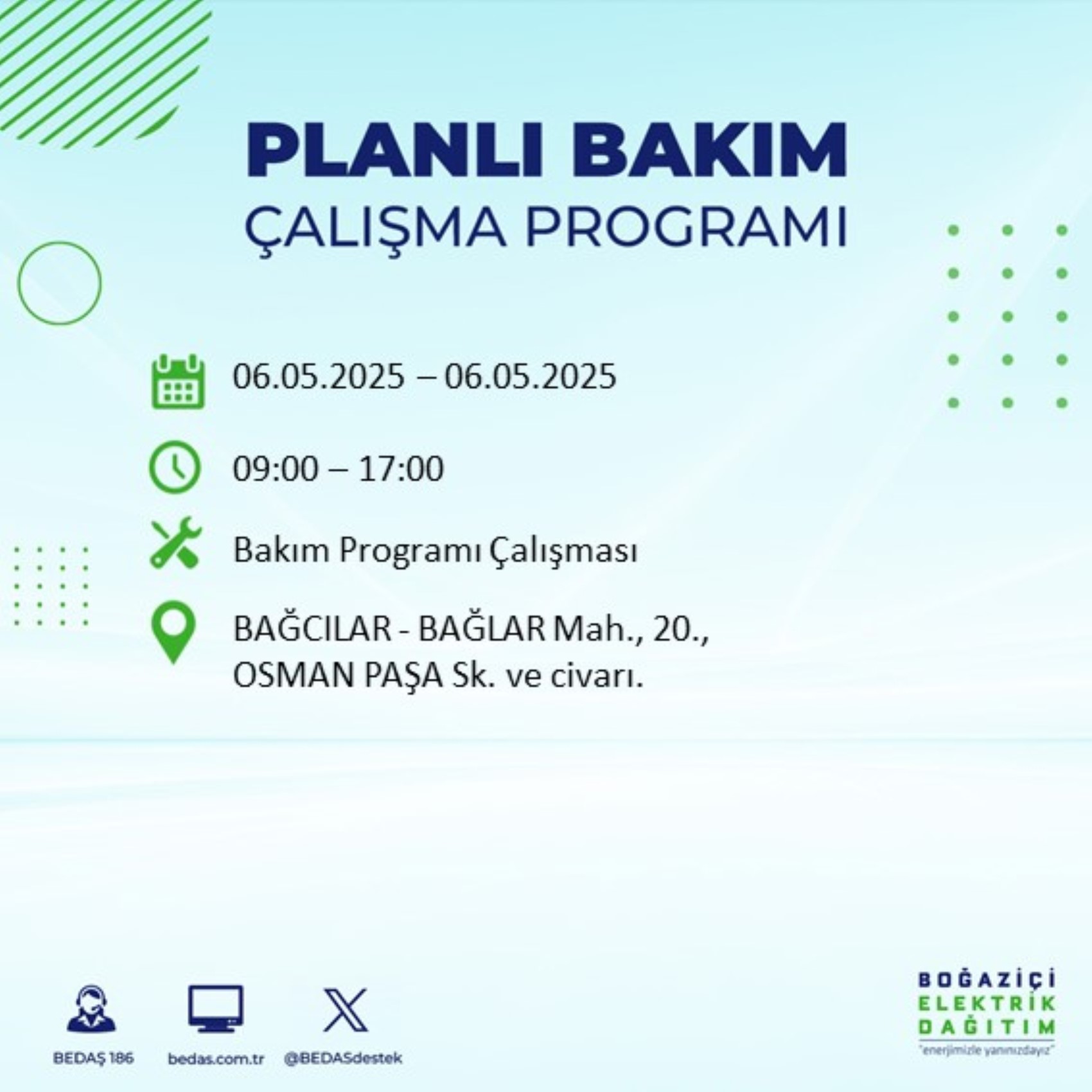 BEDAŞ paylaştı: İstanbul'da 6 Mayıs Salı günü elektrik kesintisi yaşanacak ilçeler