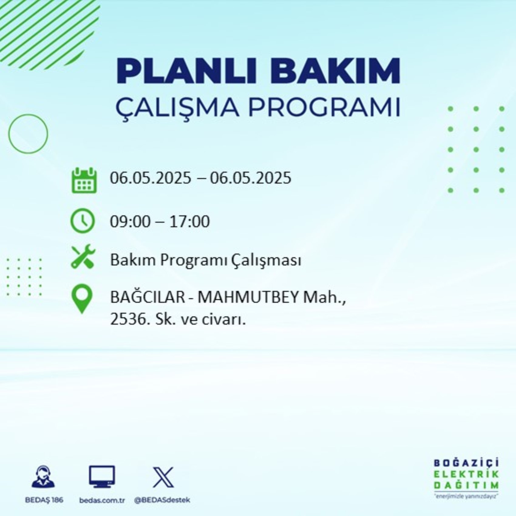 BEDAŞ paylaştı: İstanbul'da 6 Mayıs Salı günü elektrik kesintisi yaşanacak ilçeler