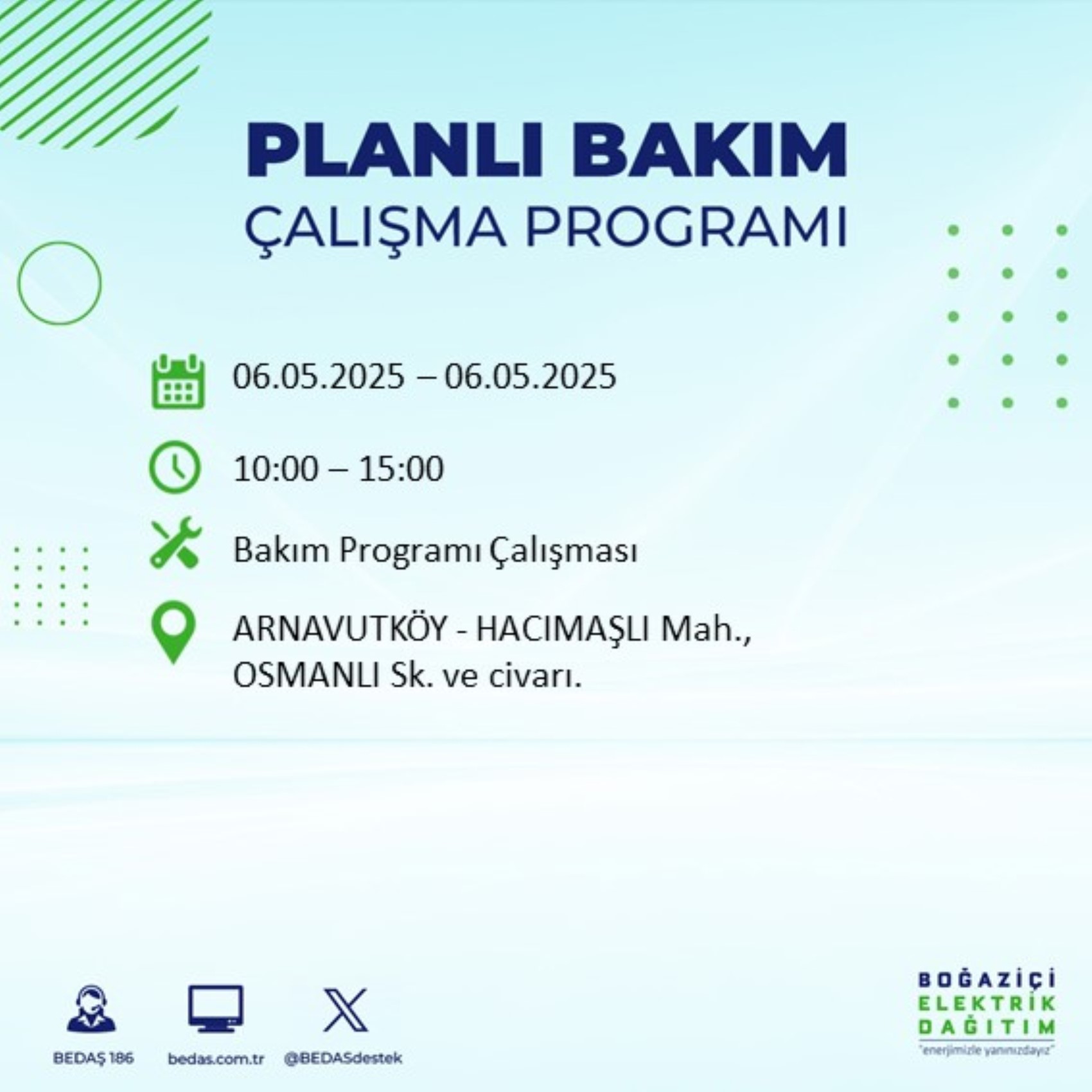 BEDAŞ paylaştı: İstanbul'da 6 Mayıs Salı günü elektrik kesintisi yaşanacak ilçeler