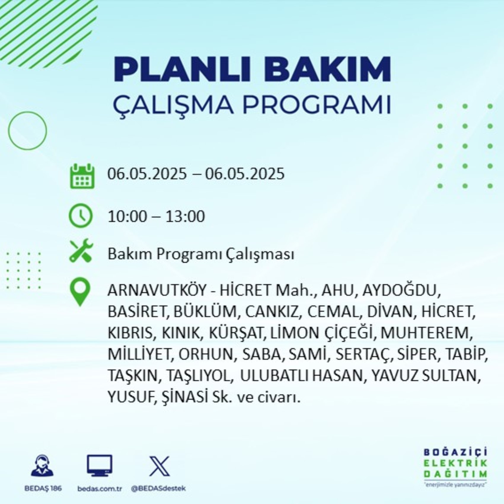 BEDAŞ paylaştı: İstanbul'da 6 Mayıs Salı günü elektrik kesintisi yaşanacak ilçeler