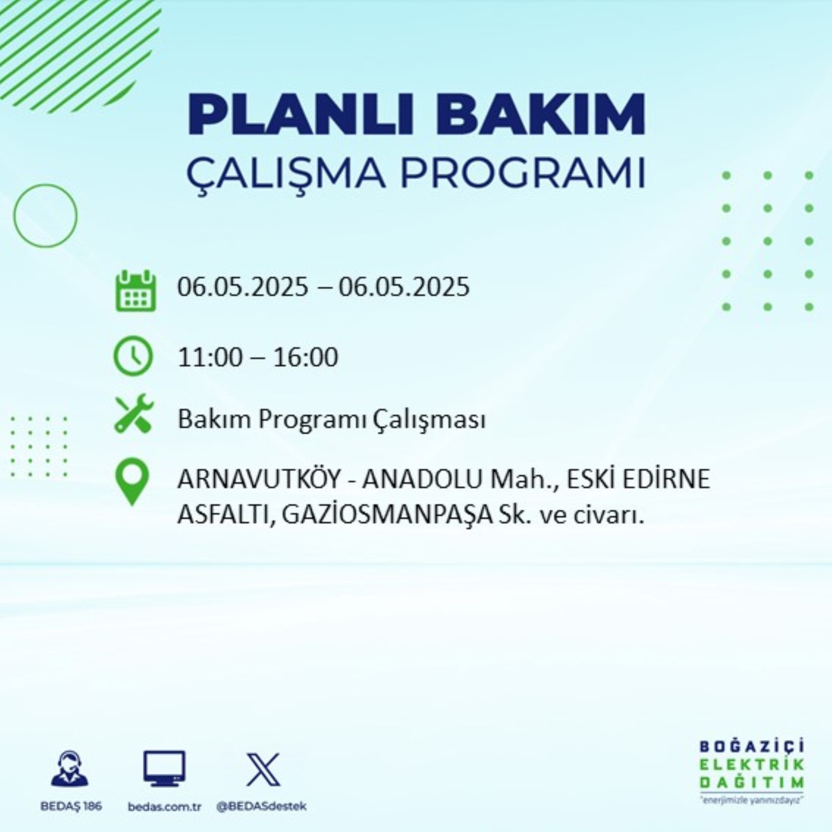 BEDAŞ paylaştı: İstanbul'da 6 Mayıs Salı günü elektrik kesintisi yaşanacak ilçeler