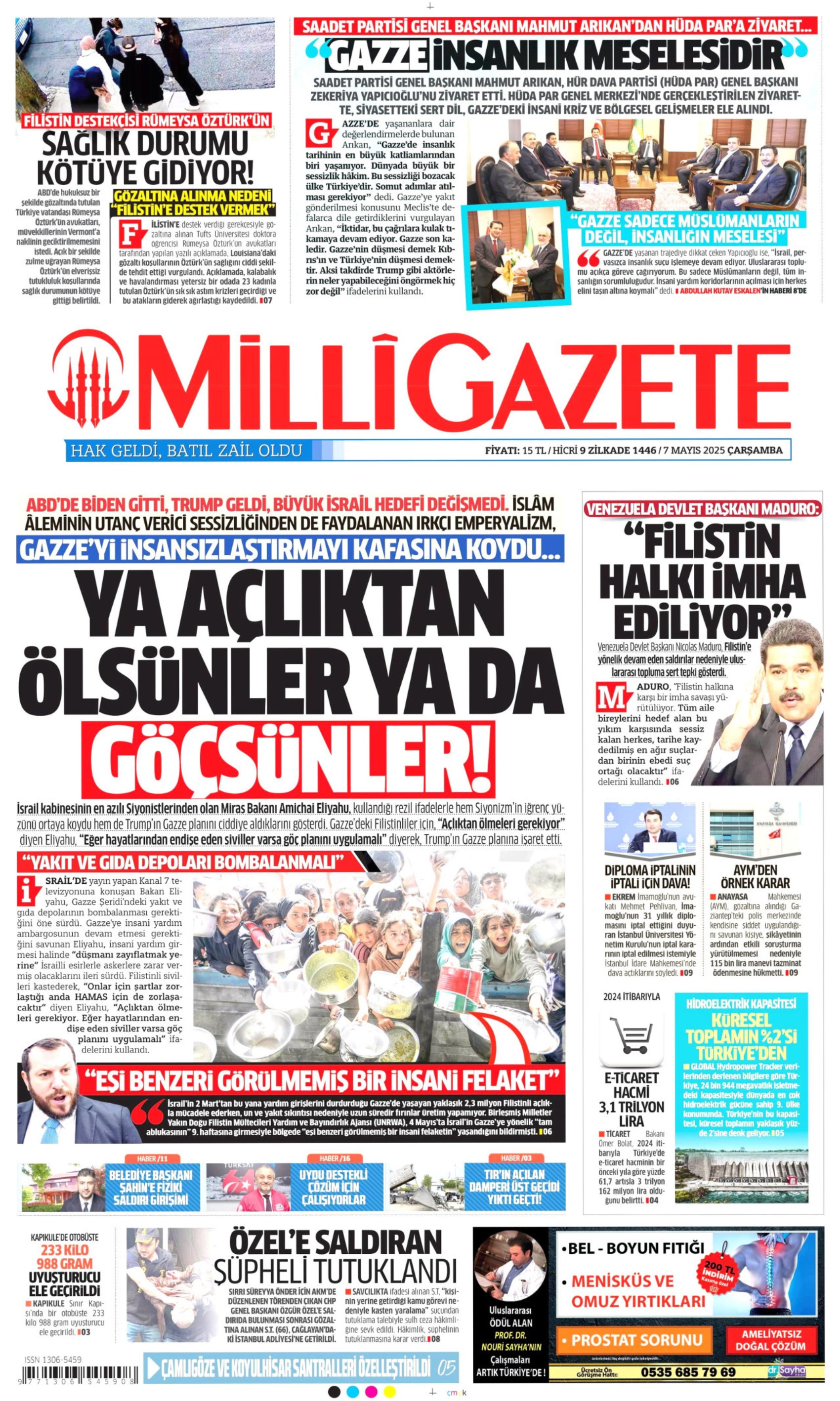 7 Mayıs 2025 gazete manşetleri: Gerici Yeni Akit’in hedefinde Deniz Gezmiş ve arkadaşları var!