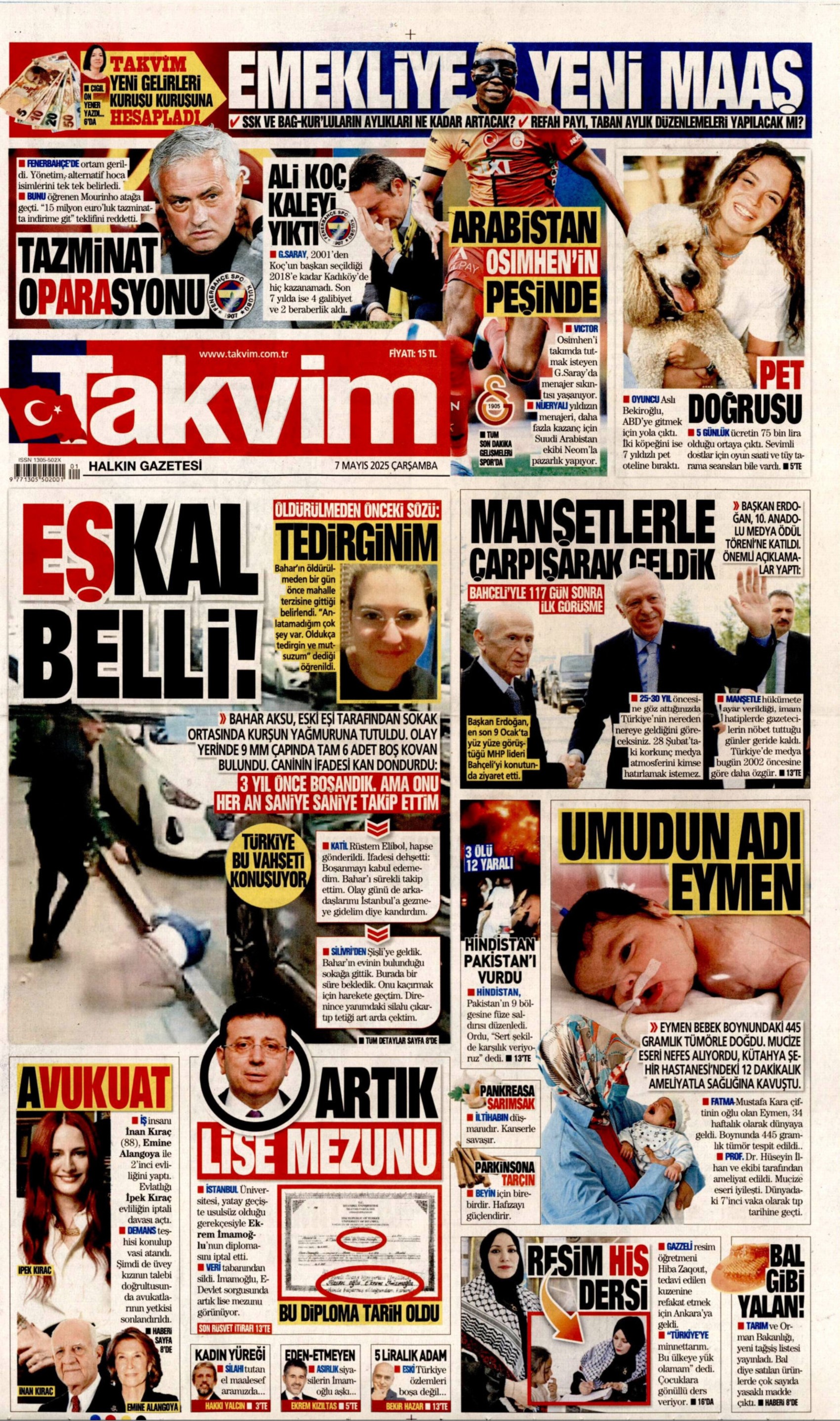 7 Mayıs 2025 gazete manşetleri: Gerici Yeni Akit’in hedefinde Deniz Gezmiş ve arkadaşları var!