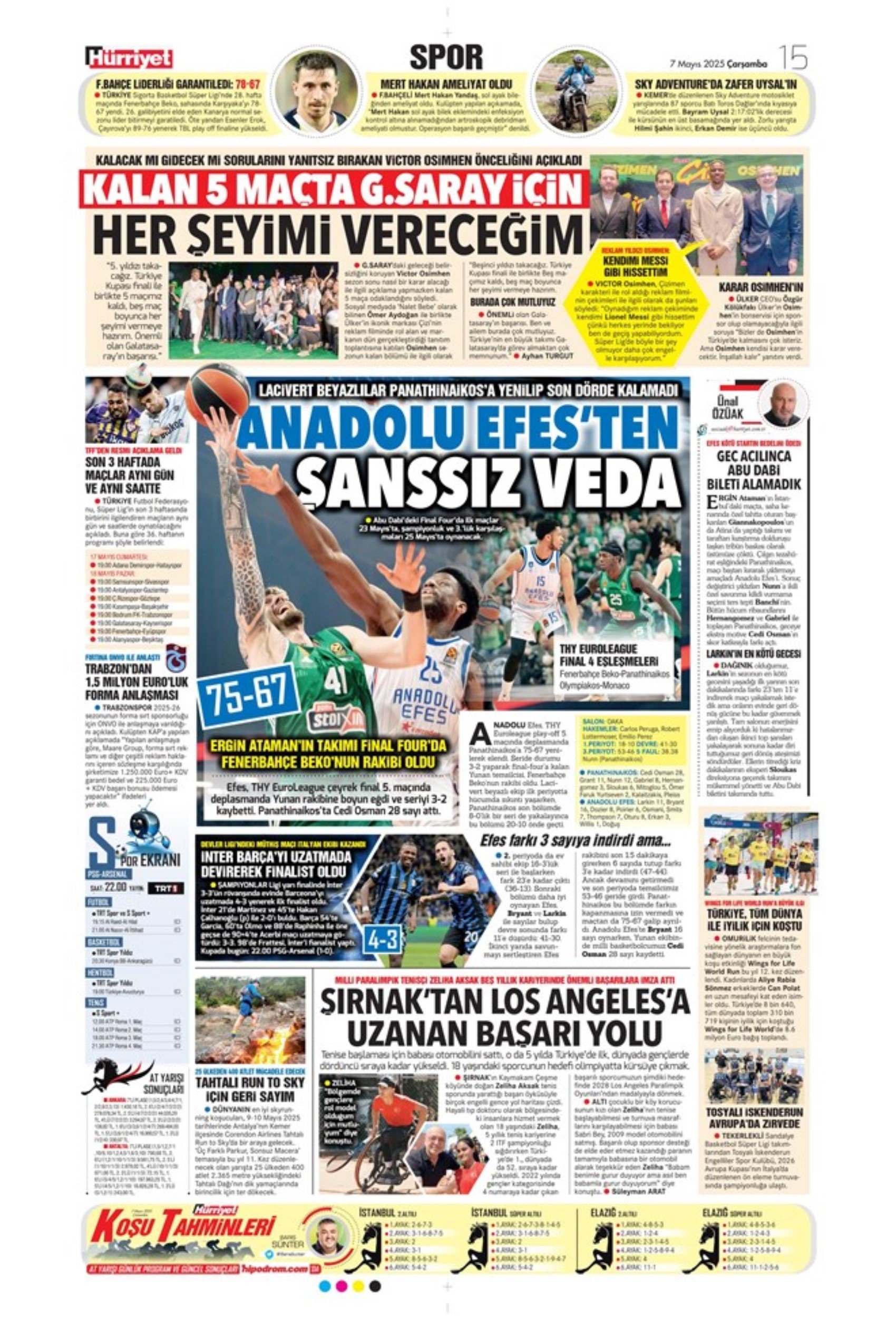 Sporda günün manşetleri... Fenerbahçe'de gözler Ali Koç'ta: Katılacağı canlı yayında hangi konulara değinecek?