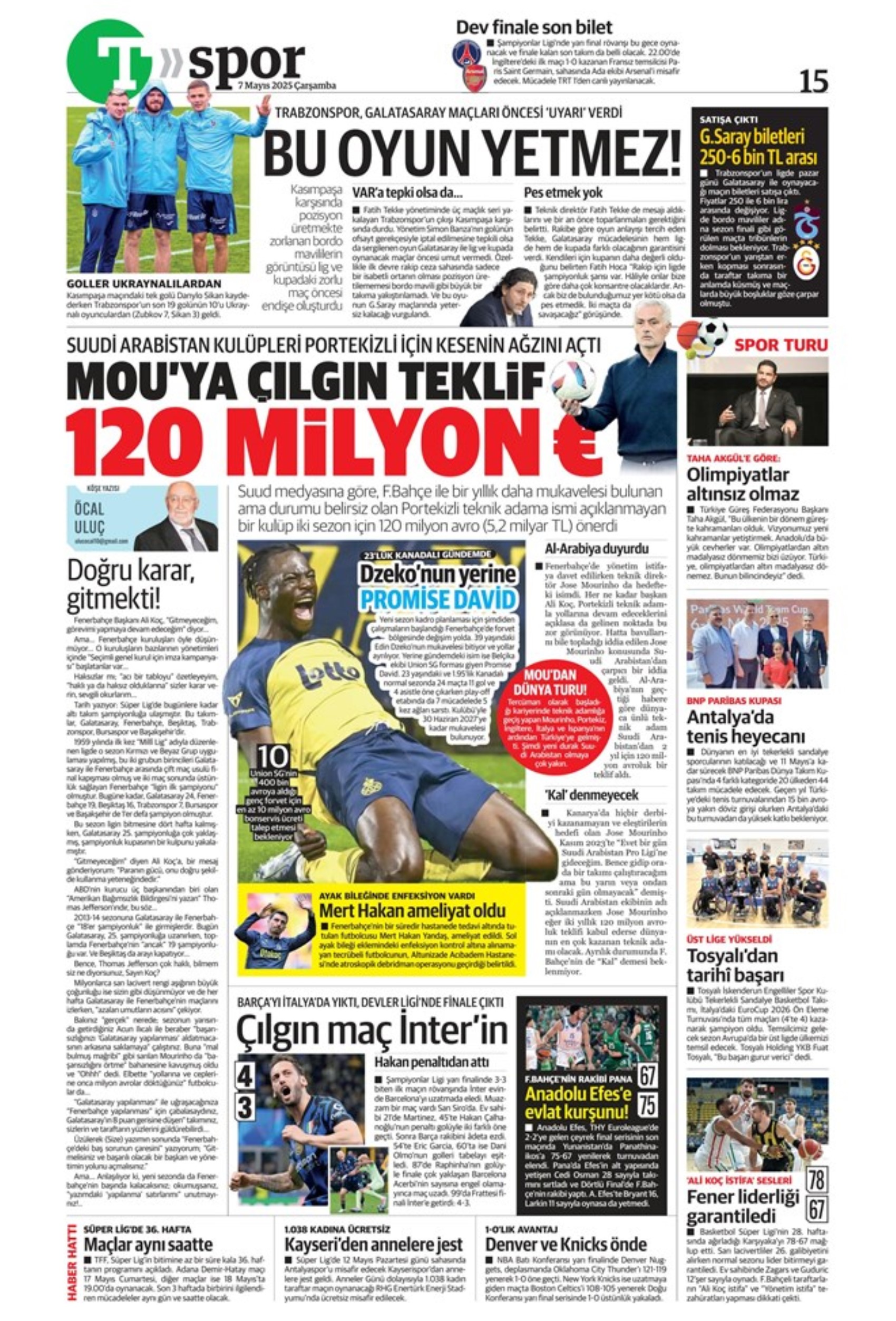Sporda günün manşetleri... Fenerbahçe'de gözler Ali Koç'ta: Katılacağı canlı yayında hangi konulara değinecek?