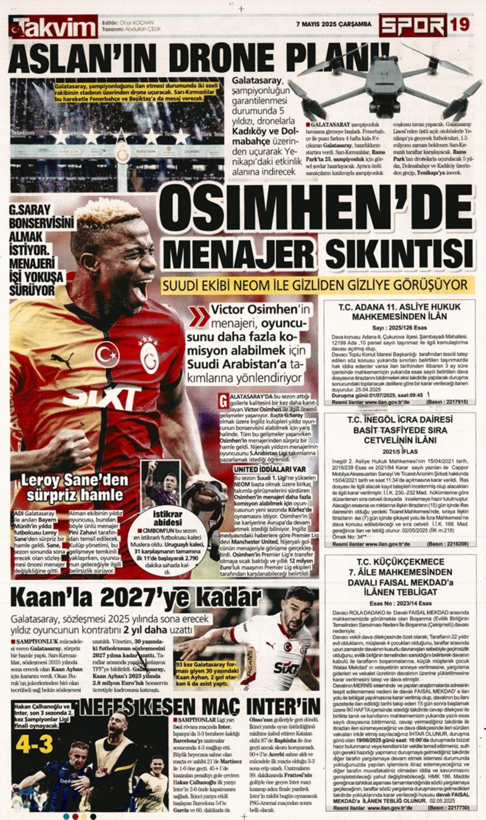 Sporda günün manşetleri... Fenerbahçe'de gözler Ali Koç'ta: Katılacağı canlı yayında hangi konulara değinecek?