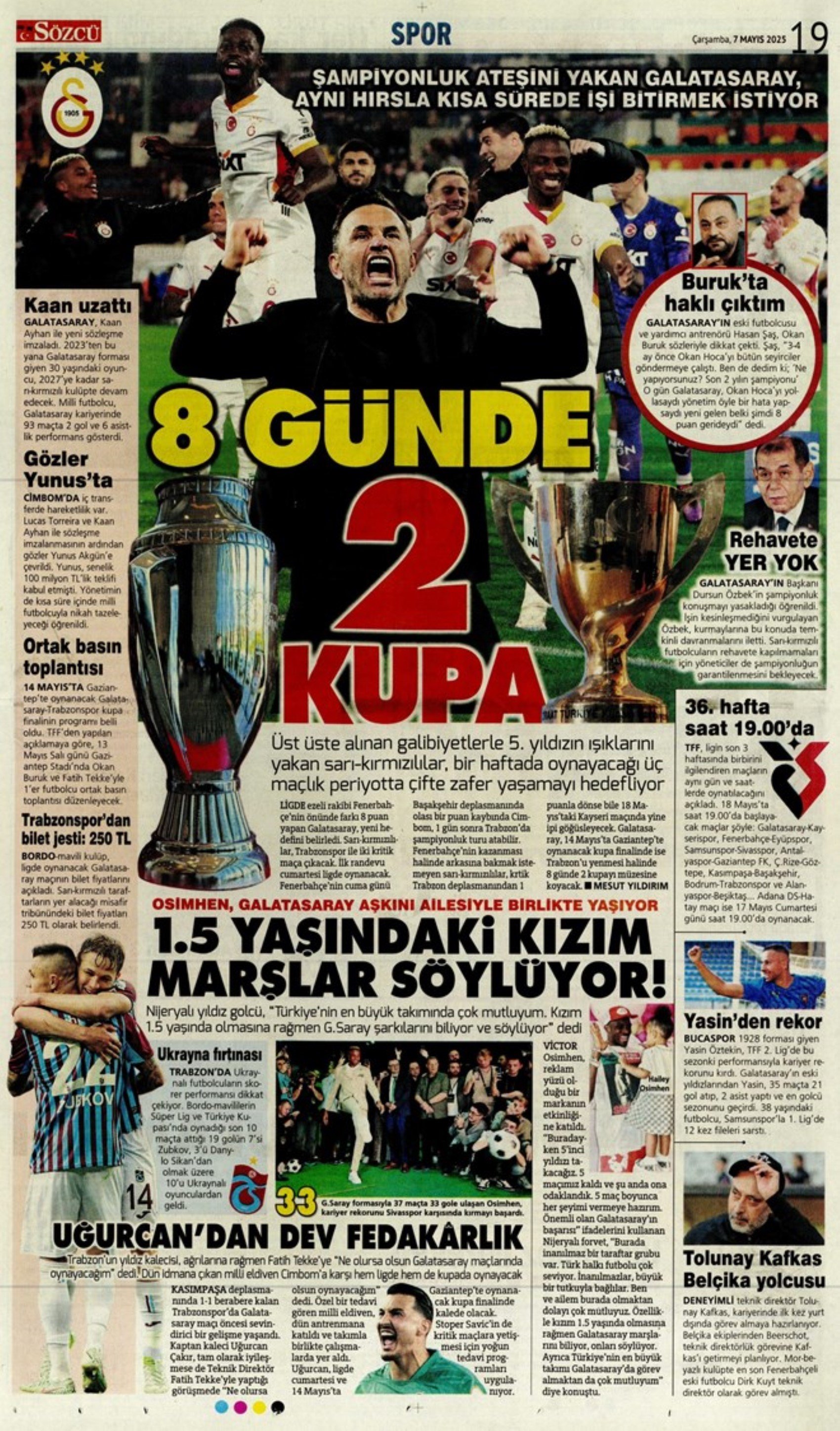 Sporda günün manşetleri... Fenerbahçe'de gözler Ali Koç'ta: Katılacağı canlı yayında hangi konulara değinecek?